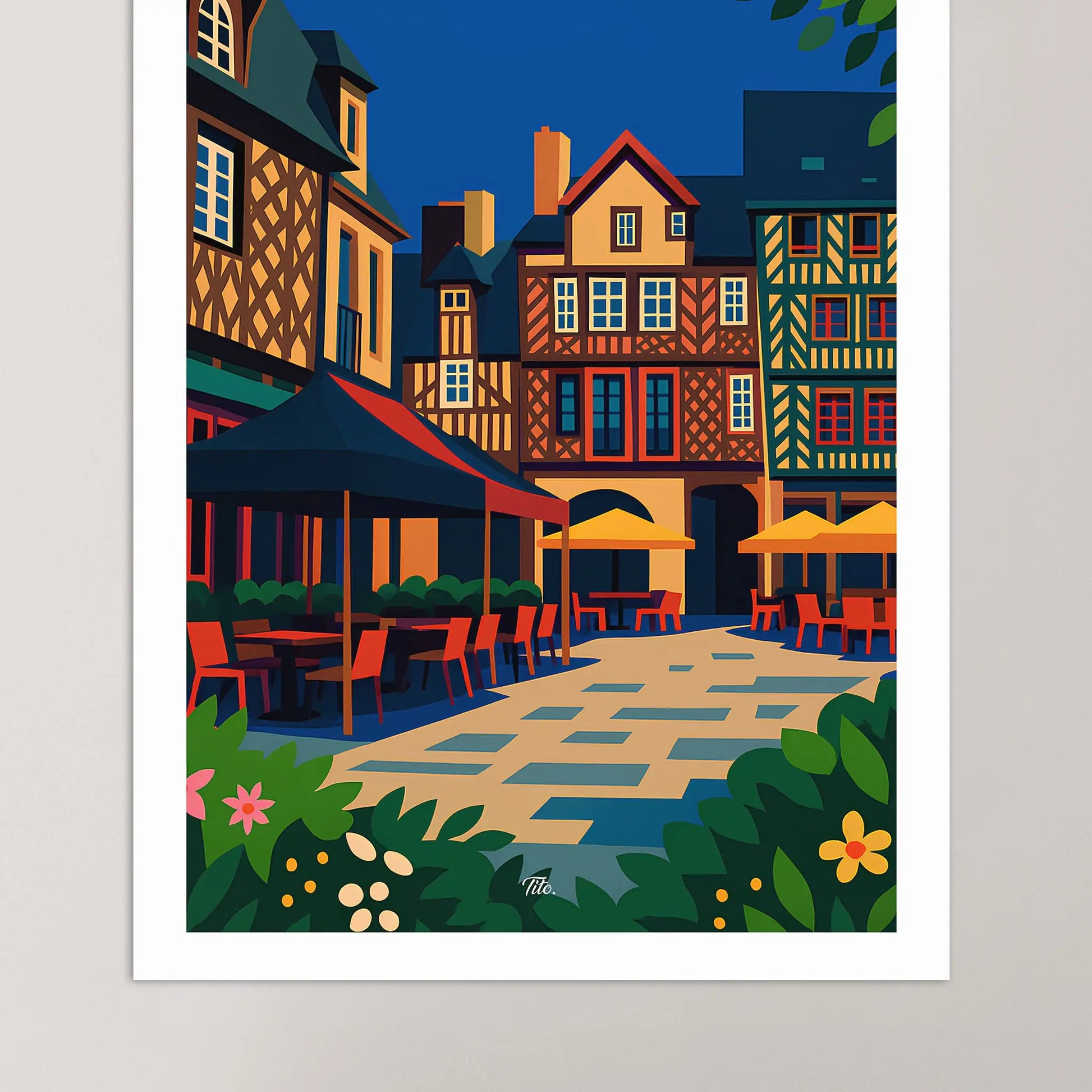 Affiche Rennes - Poster vintage, impression artistique murale