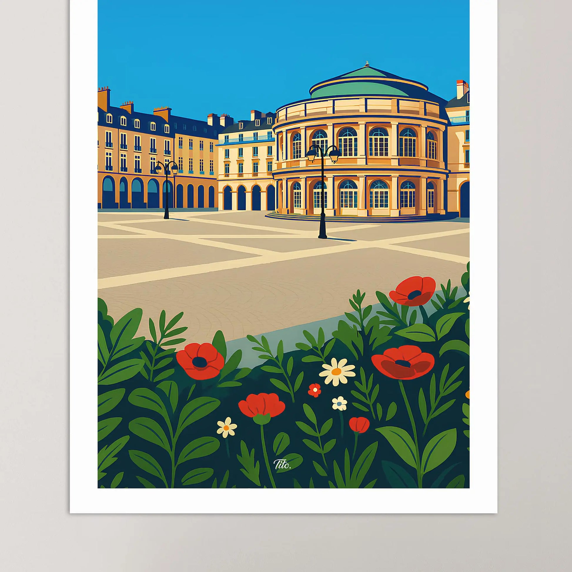 Affiche Rennes - Poster vintage, impression artistique murale