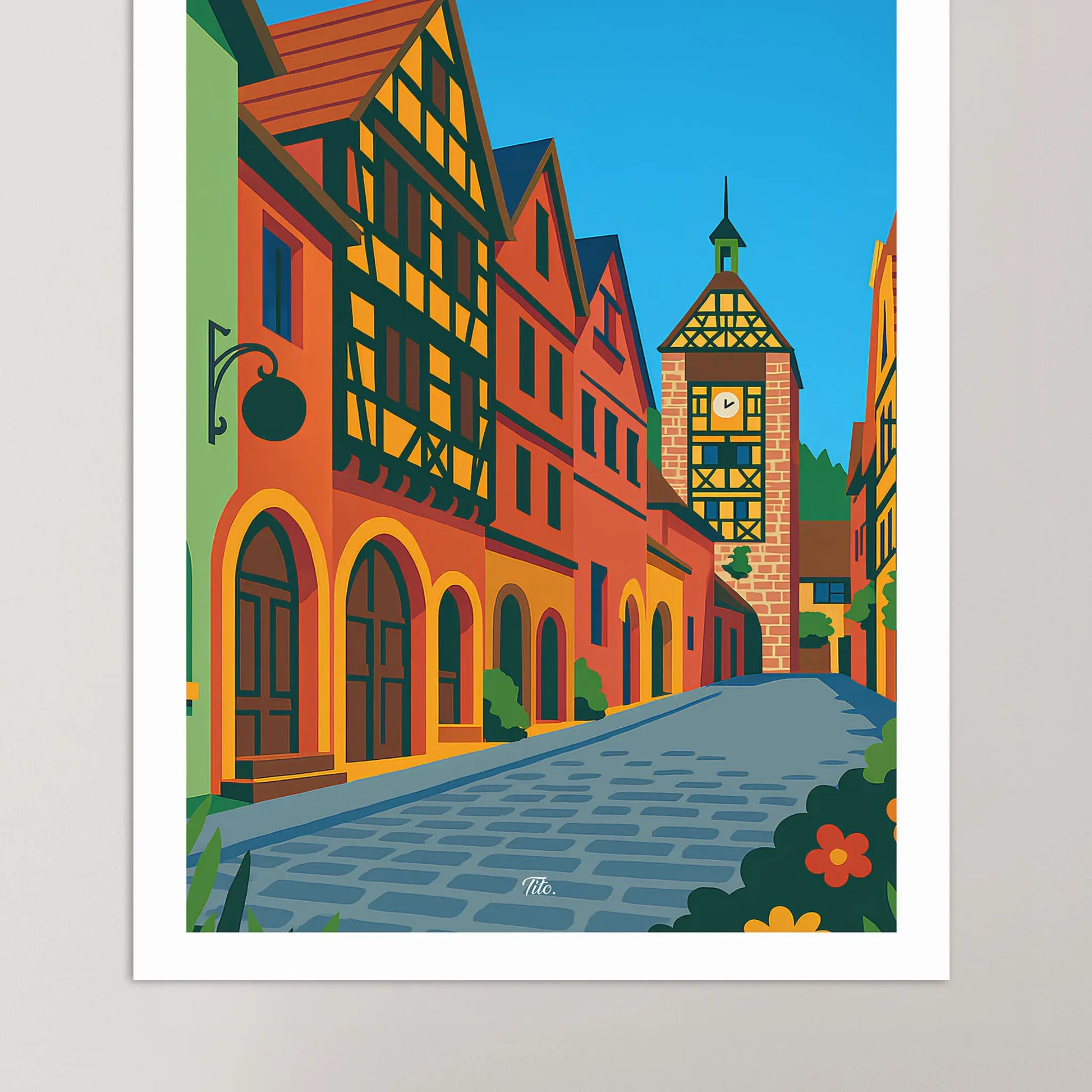 Affiche Riquewihr - Poster vintage, impression artistique murale