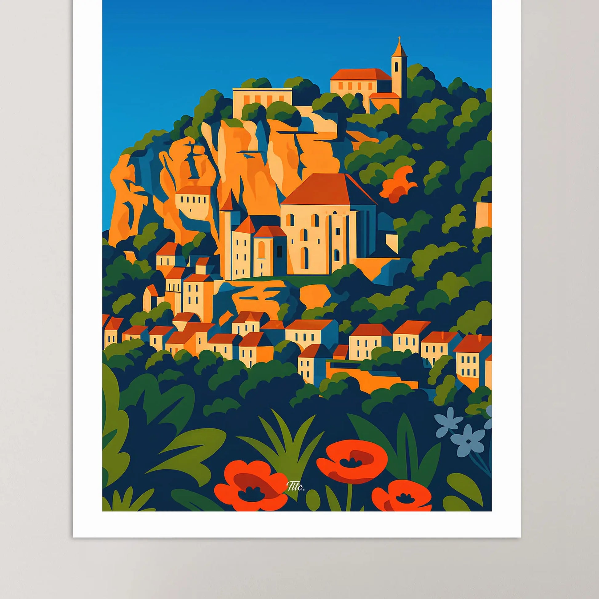 Affiche Rocamadour - Poster vintage, impression artistique murale