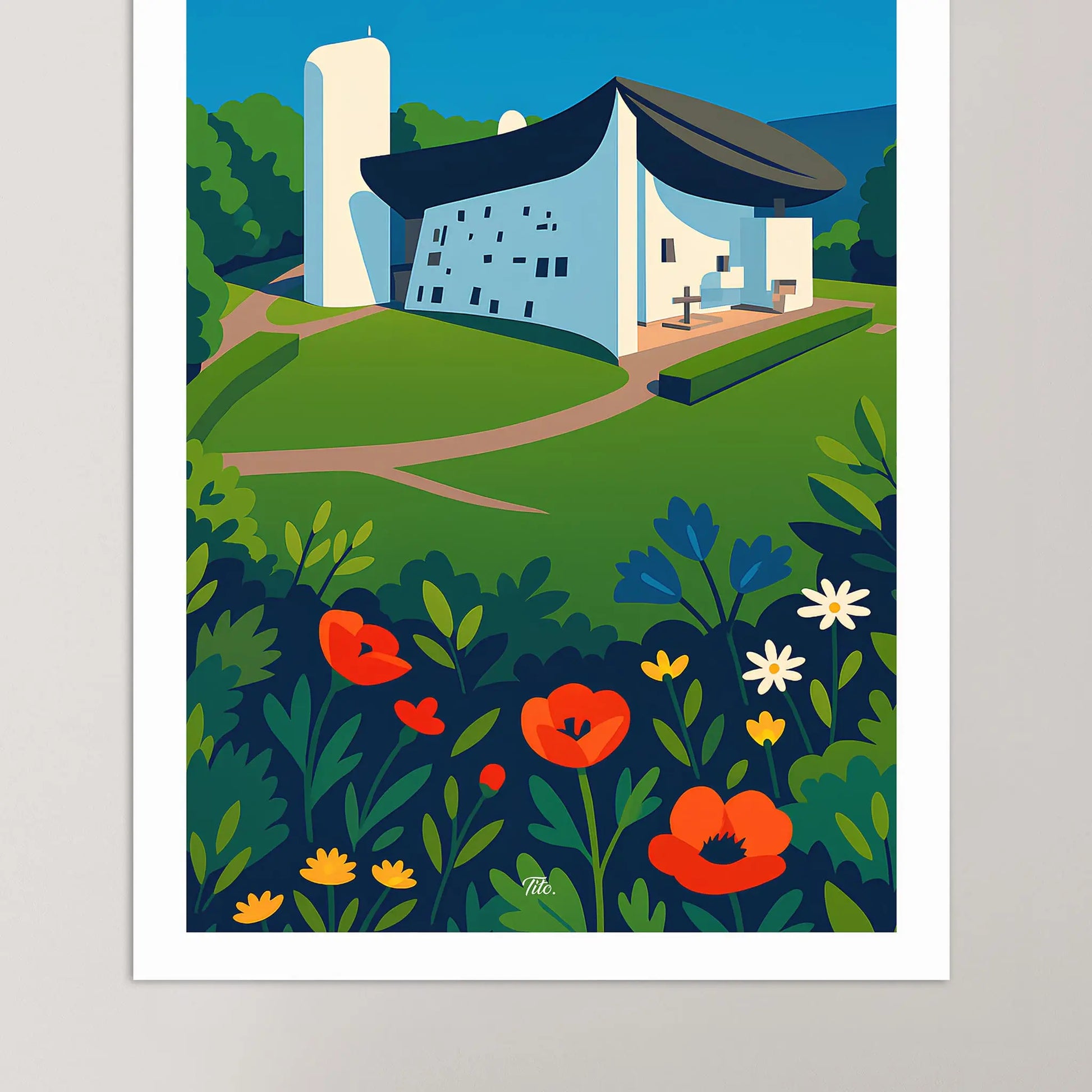 Affiche Ronchamp - Poster vintage, impression artistique murale