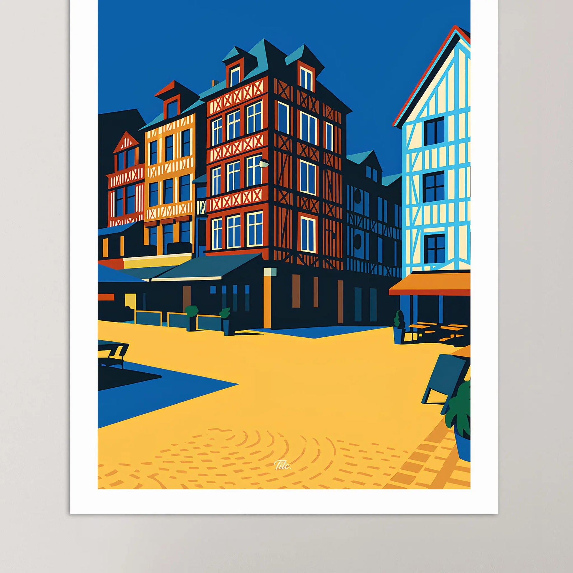 Affiche Rouen - Poster vintage, impression artistique murale