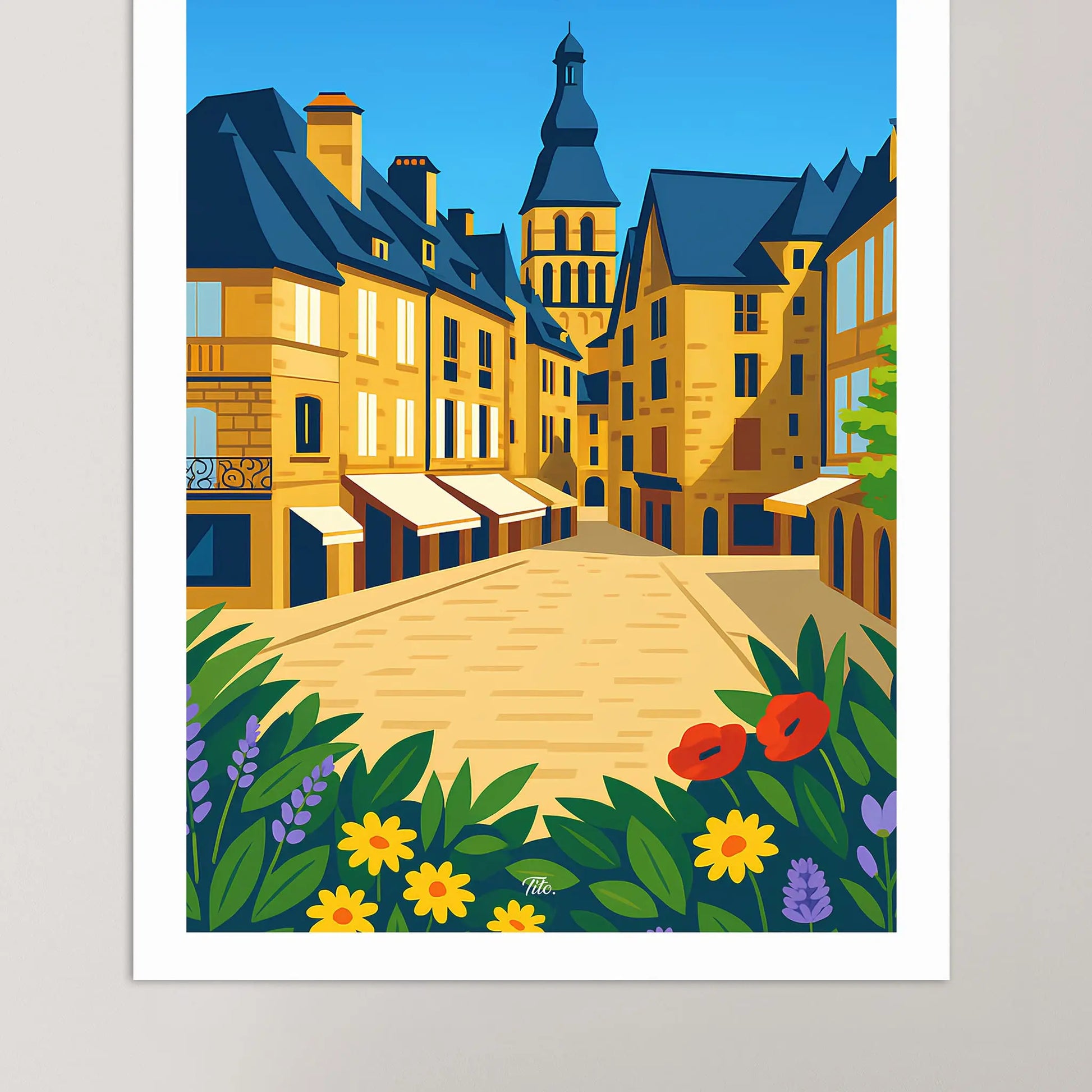 Affiche Sarlat - Poster vintage, impression artistique murale