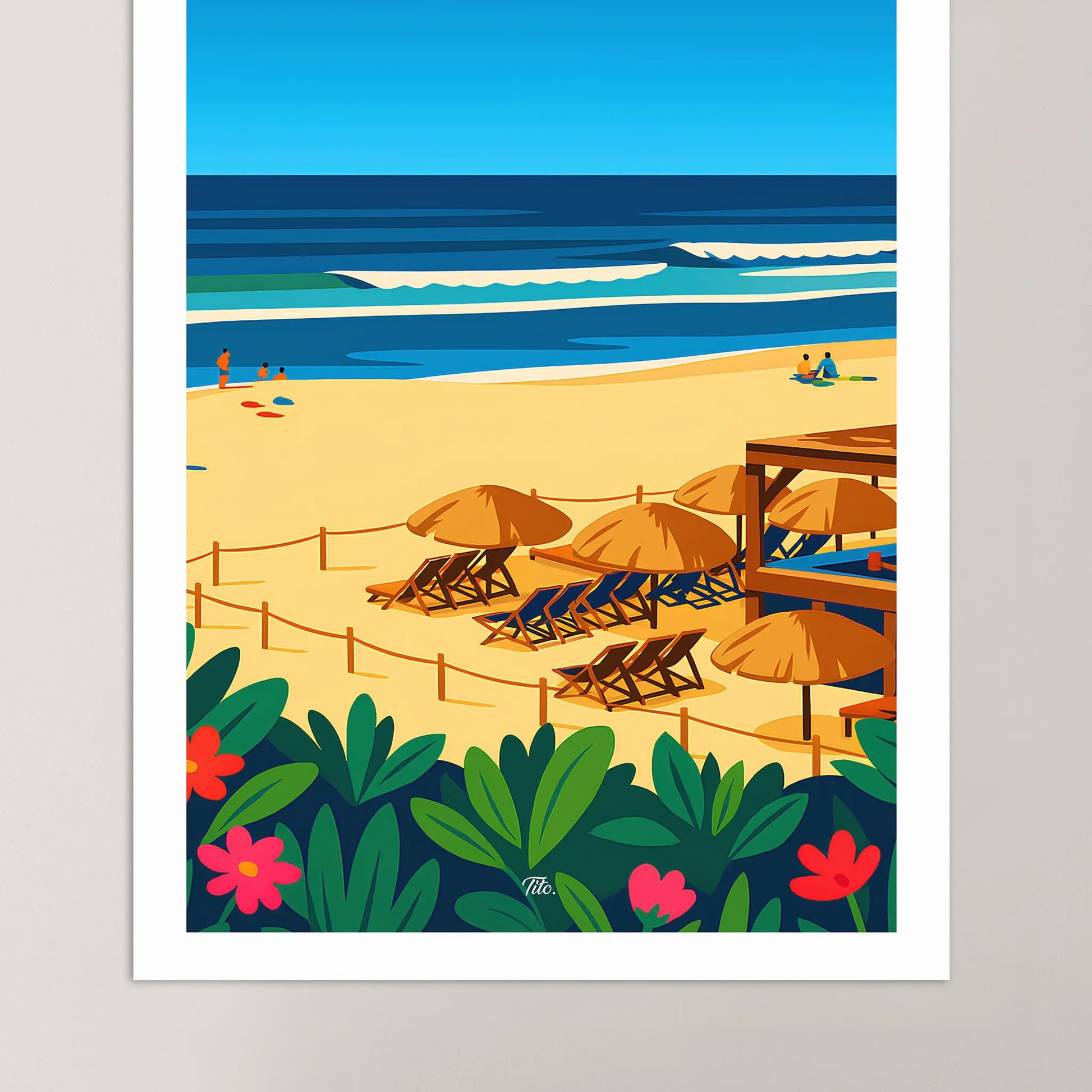 Affiche Seignosse - Poster vintage, impression artistique murale