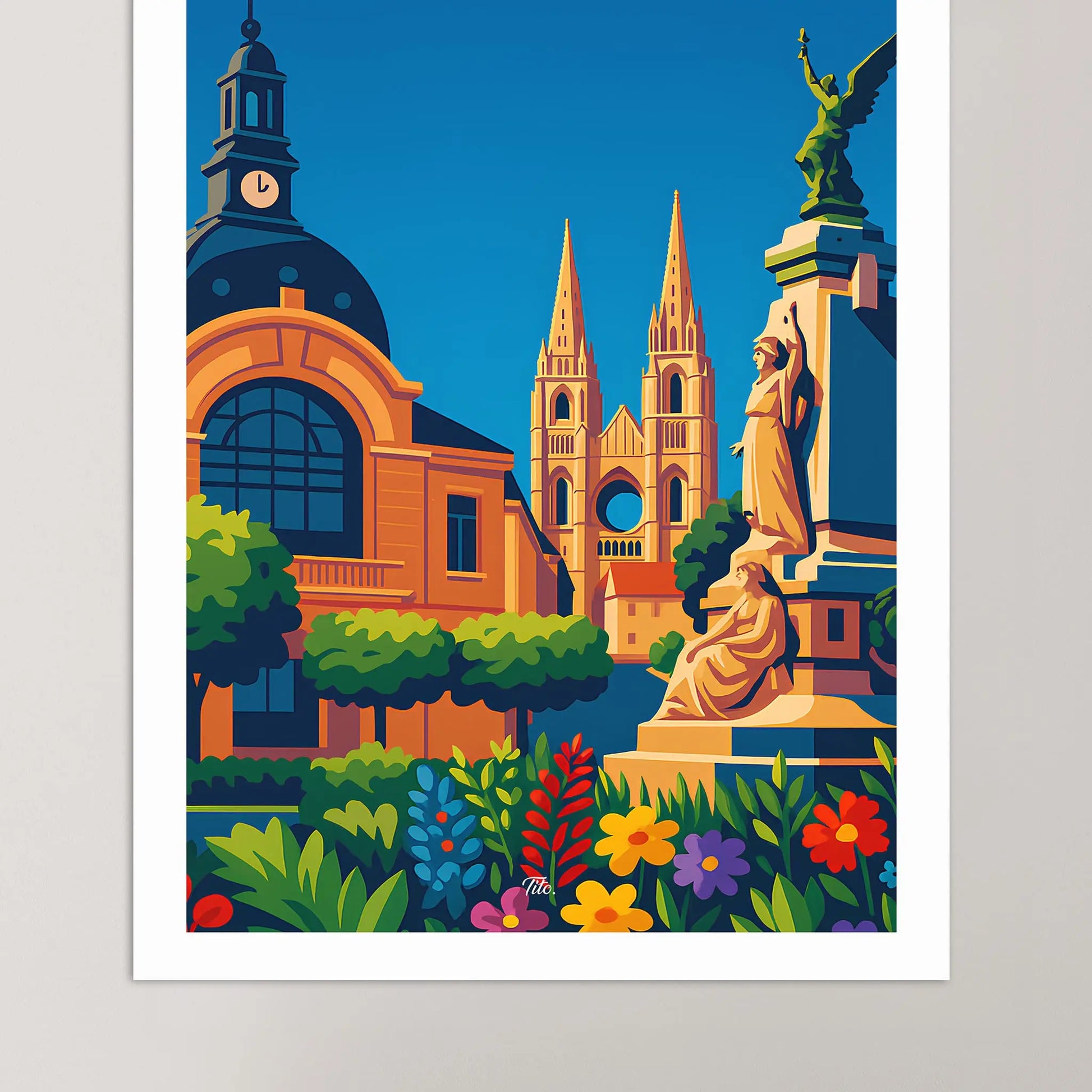 Affiche Soissons - Poster vintage, impression artistique murale