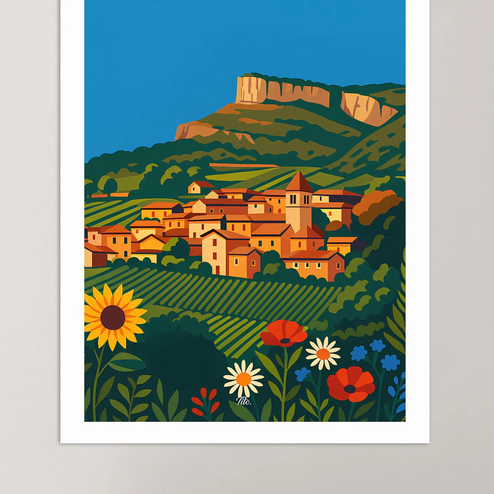 Affiche Solutré - Poster vintage, impression artistique murale