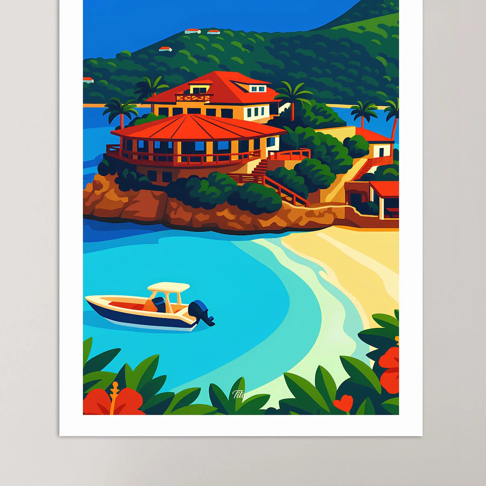 Affiche Saint-Barthélemy - Poster vintage, impression artistique murale