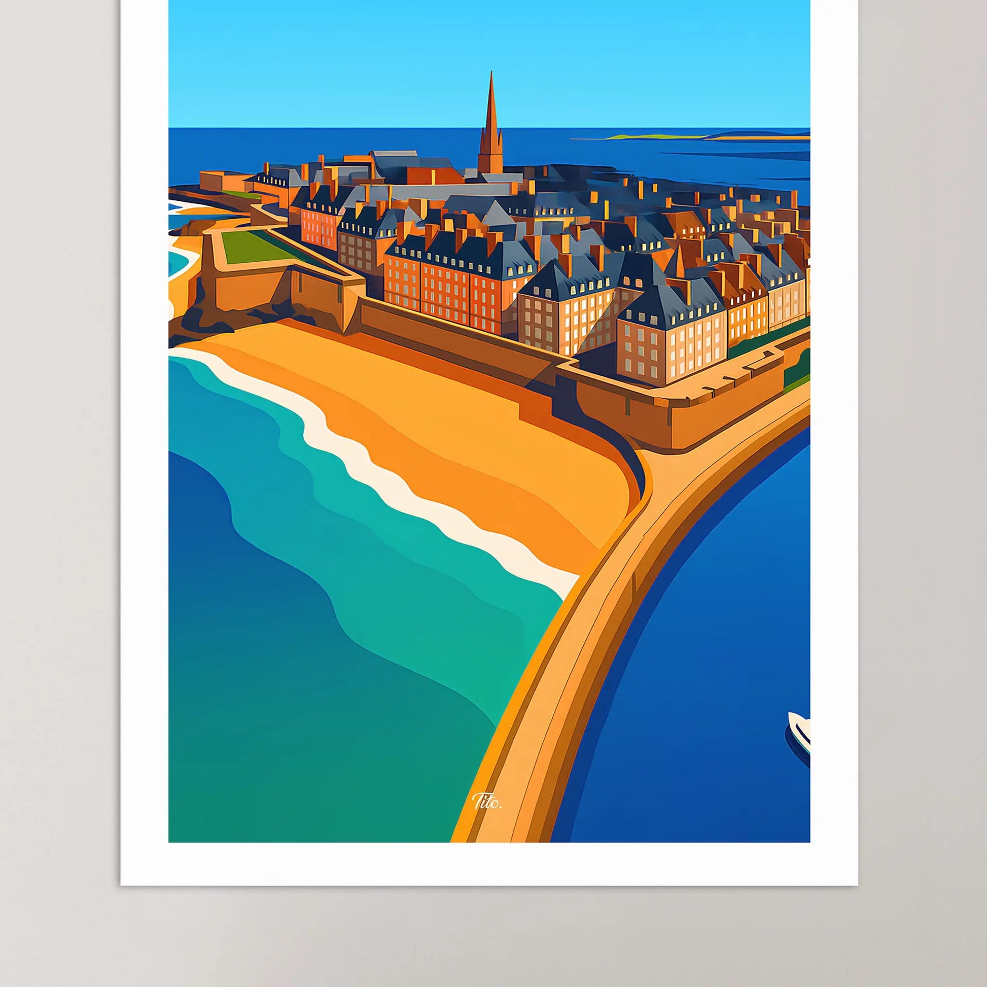 Affiche Saint-Malo - Poster vintage, impression artistique murale