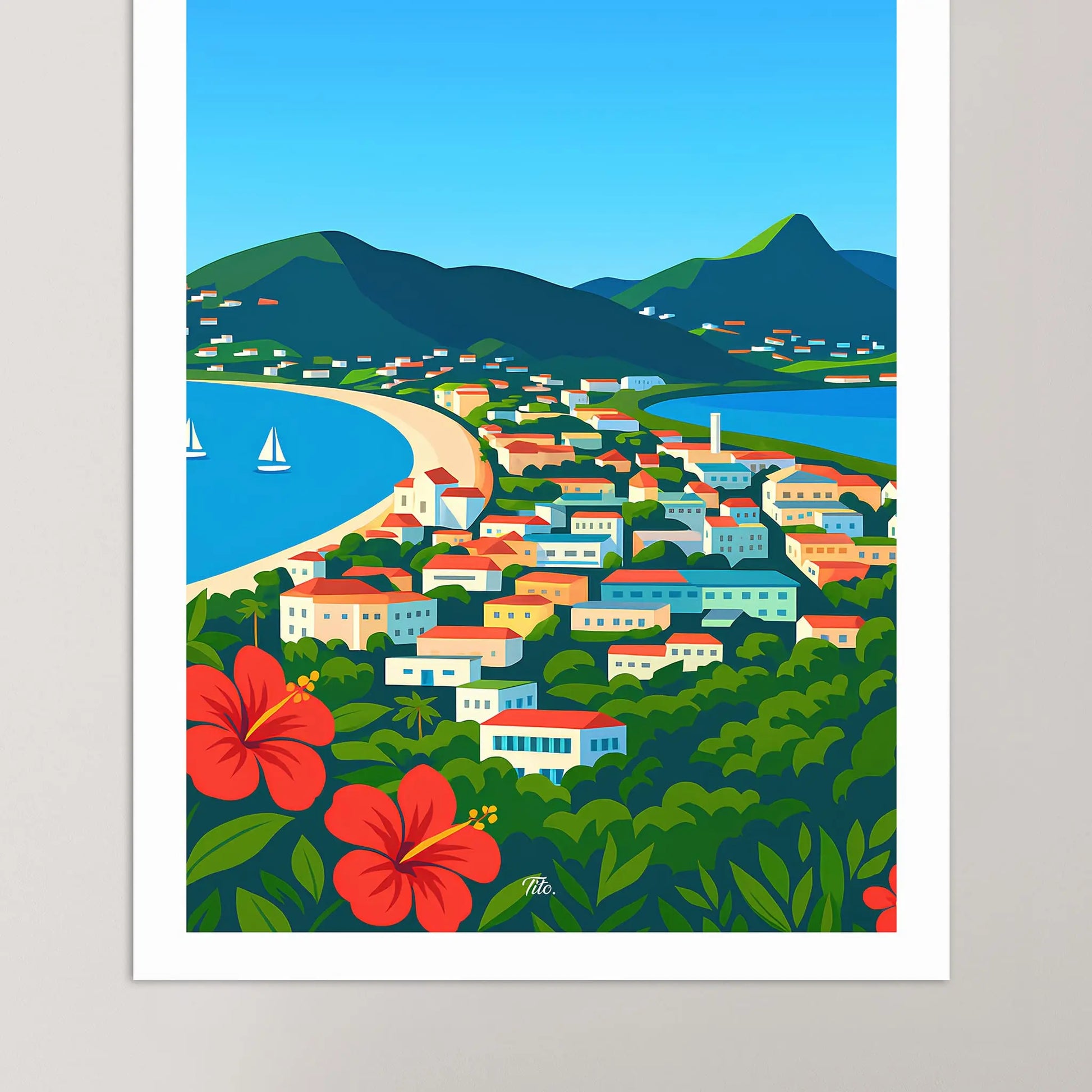 Affiche Saint-Martin - Poster vintage, impression artistique murale