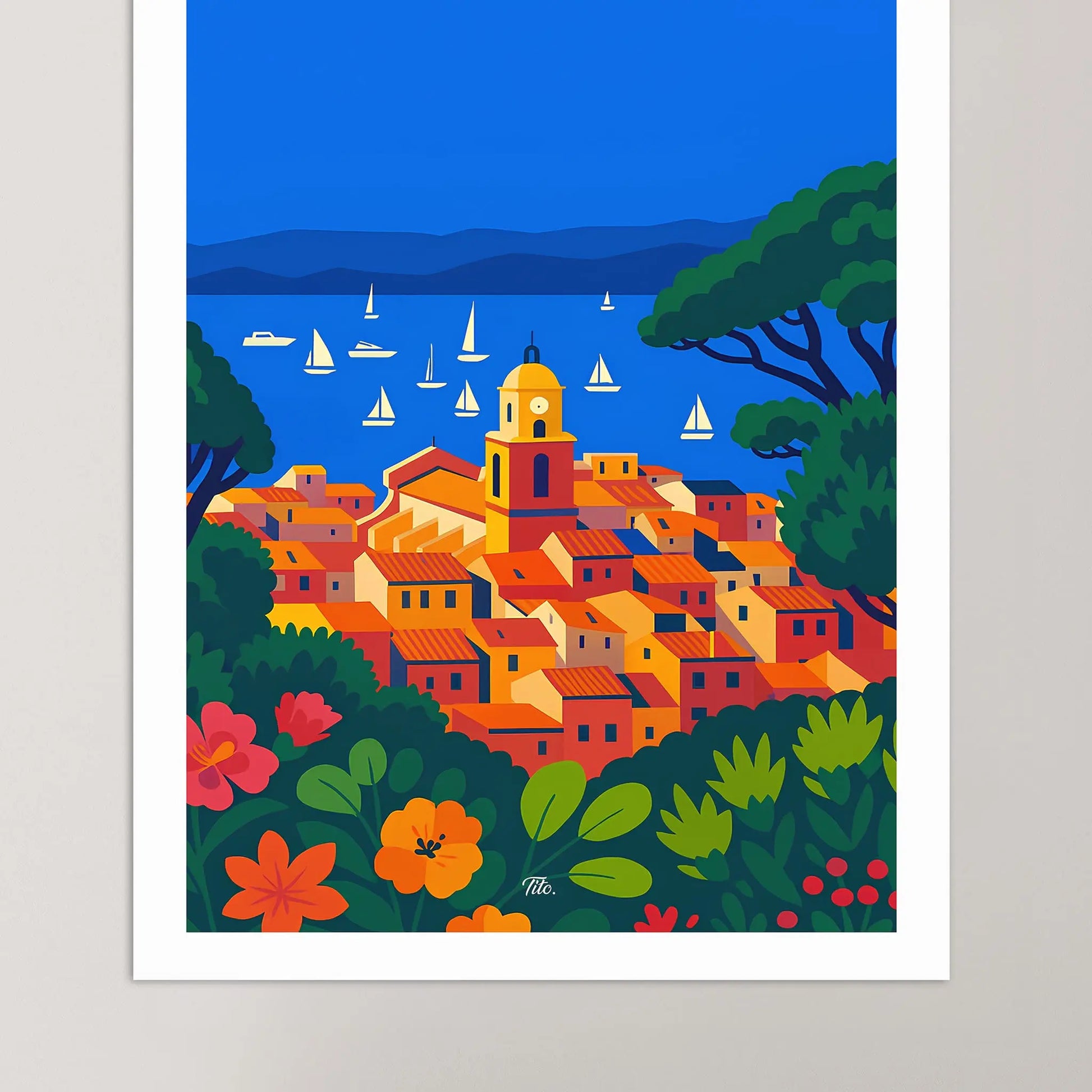 Affiche Saint-Tropez - Poster vintage, impression artistique murale