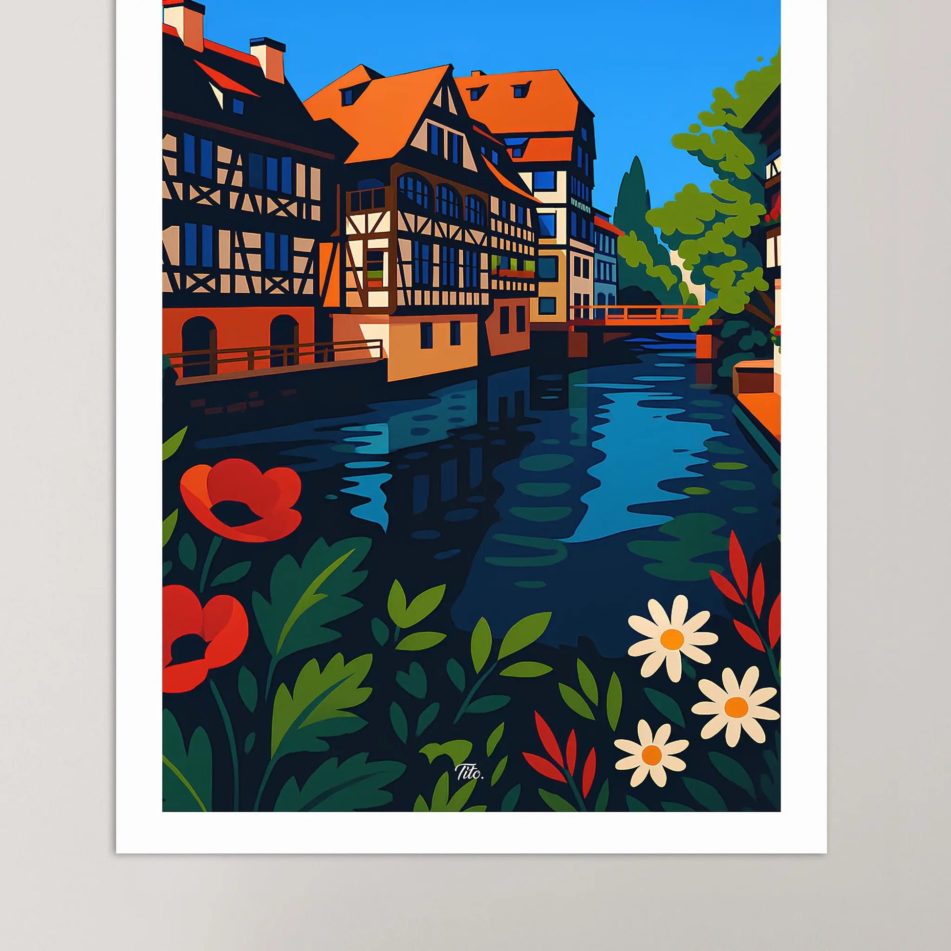 Affiche Strasbourg - Poster vintage, impression artistique murale
