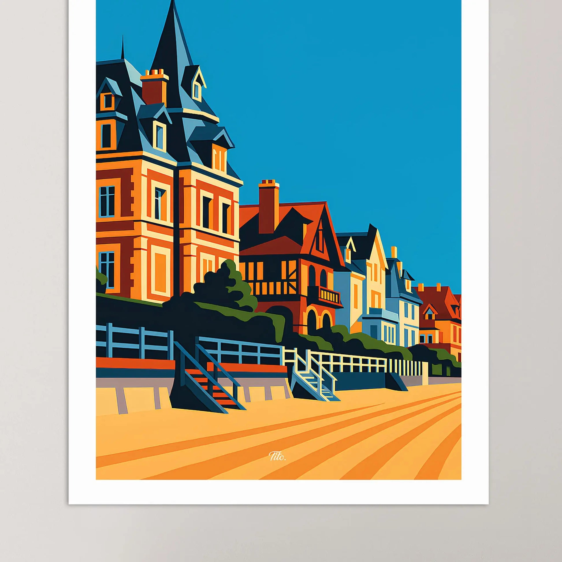 Affiche Trouville-sur-Mer - Poster vintage, impression artistique murale