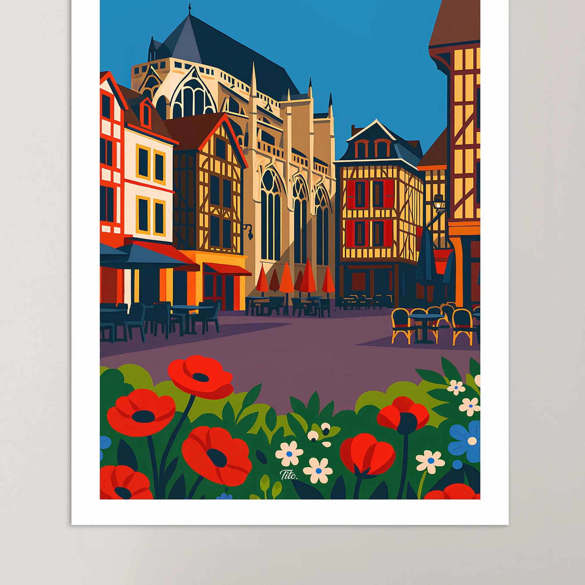 Affiche Troyes - Poster vintage, impression artistique murale