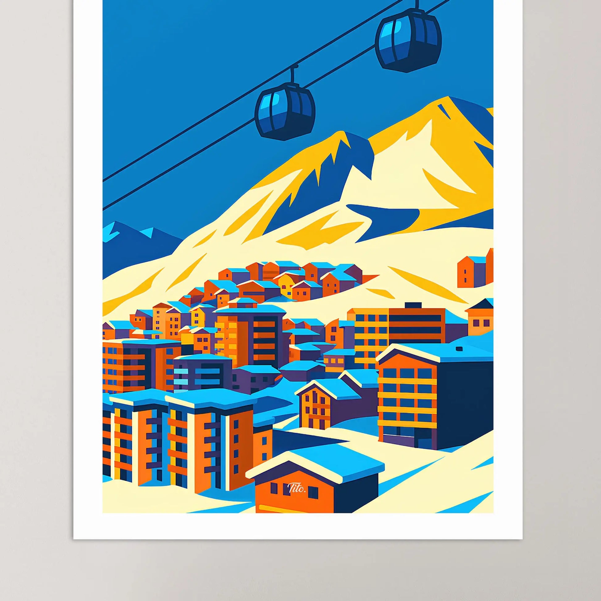 Affiche Val Thorens - Poster vintage, impression artistique murale