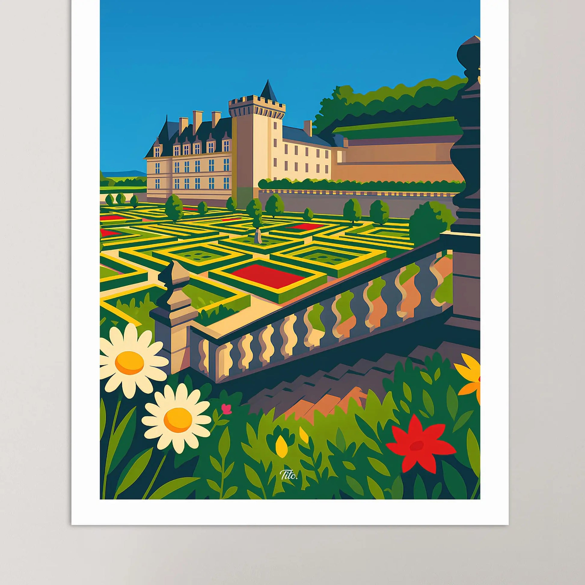 Affiche Villandry - Poster vintage, impression artistique murale