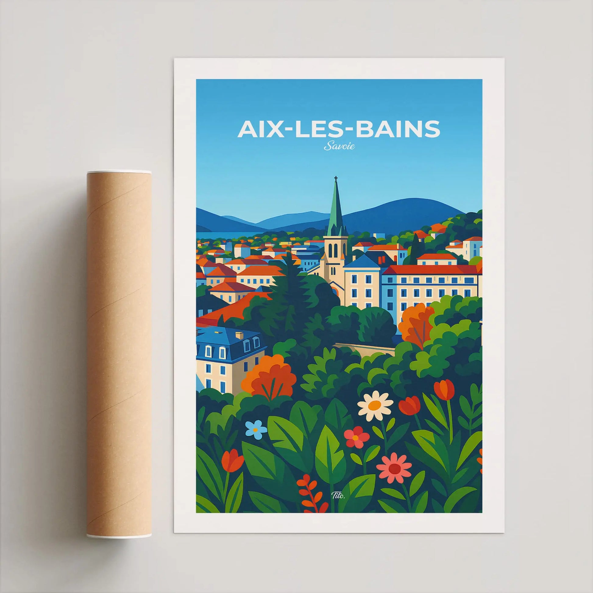 Affiche Aix-les-Bains - Poster vintage, impression artistique murale