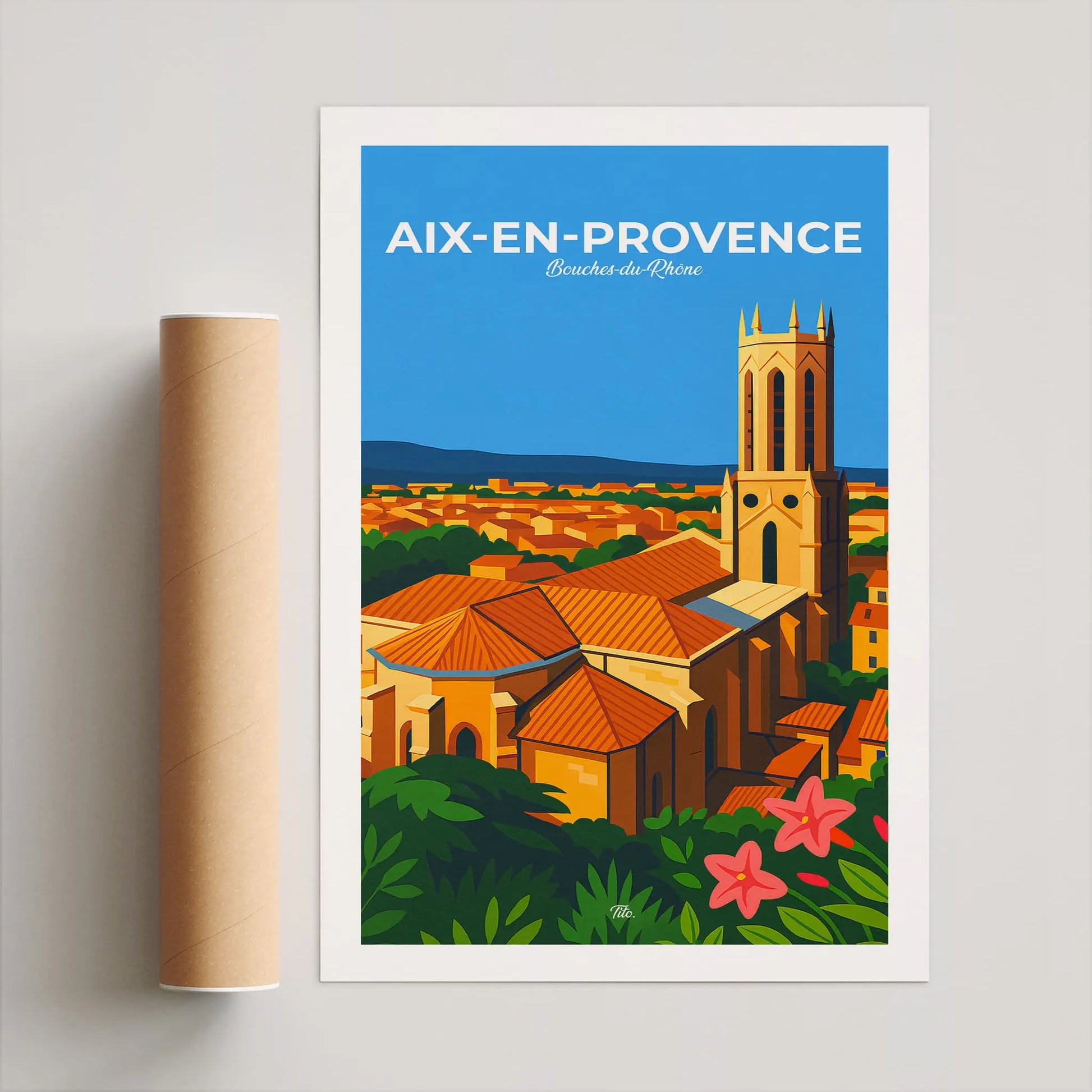 Affiche Aix-en-Provence - Poster vintage, impression artistique murale