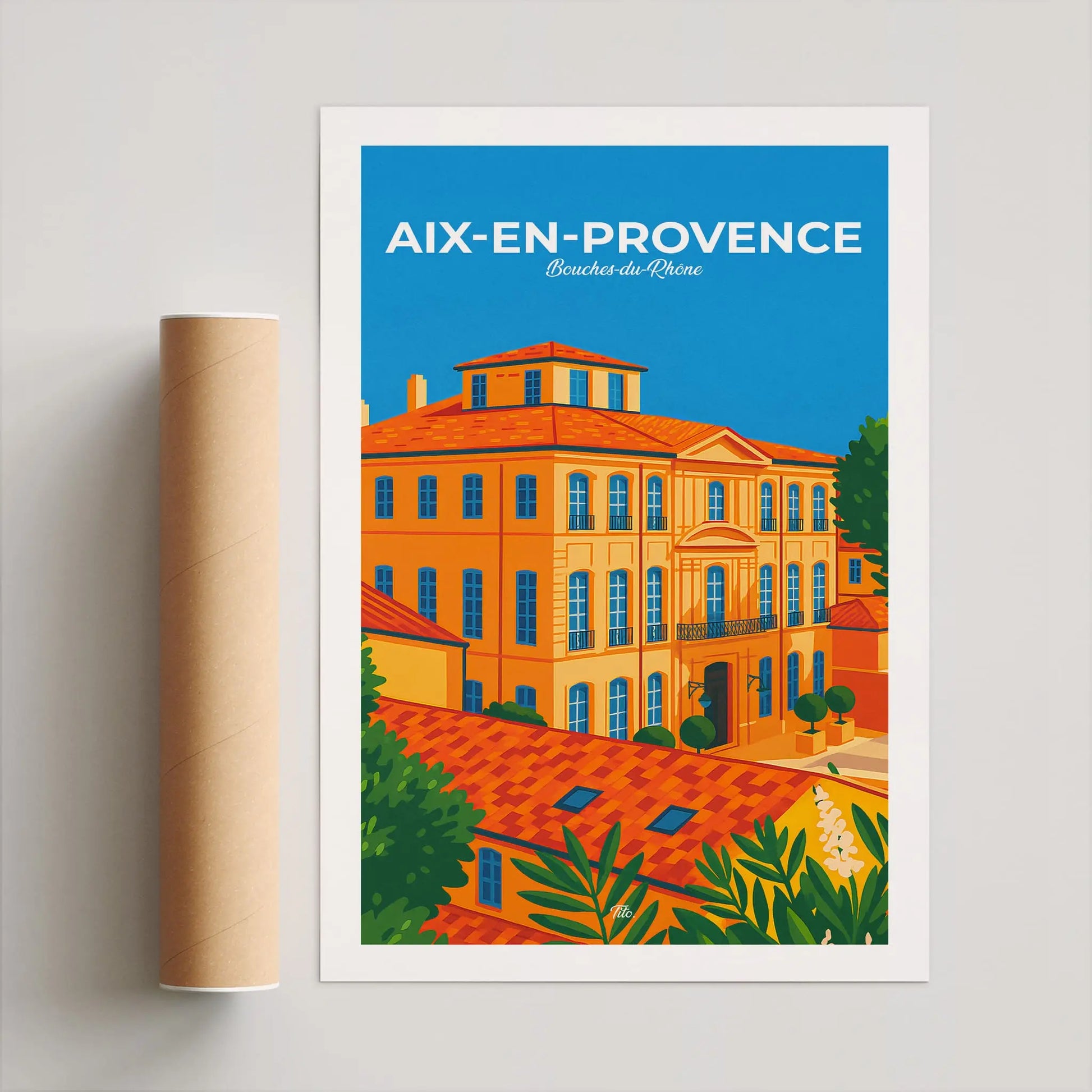 Affiche Aix-en-Provence - Poster vintage, impression artistique murale