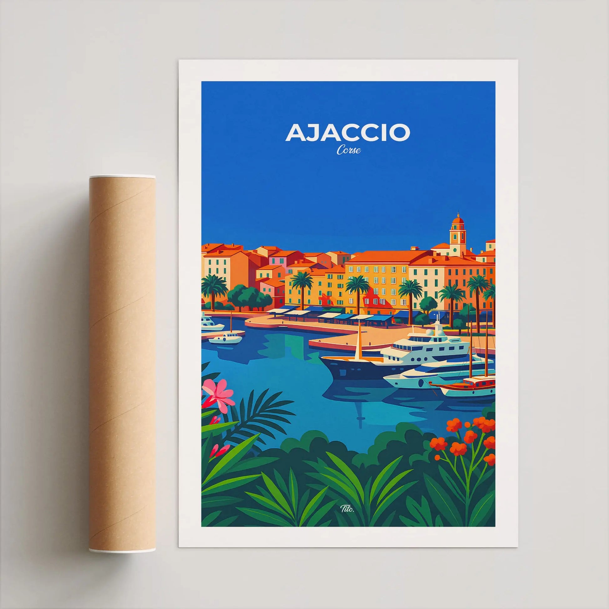 Affiche Ajaccio - Poster vintage, impression artistique murale