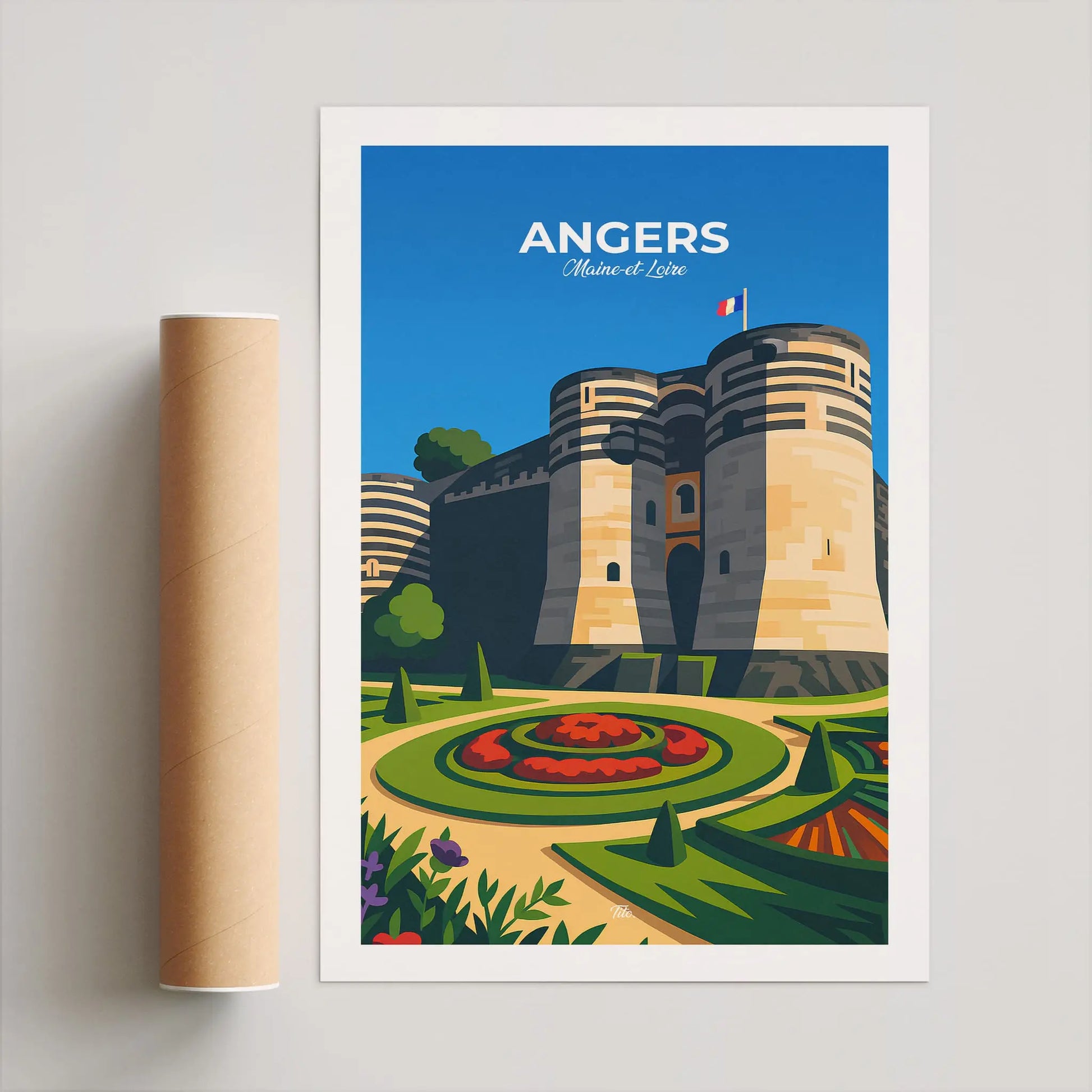 Affiche Angers - Poster vintage, impression artistique murale