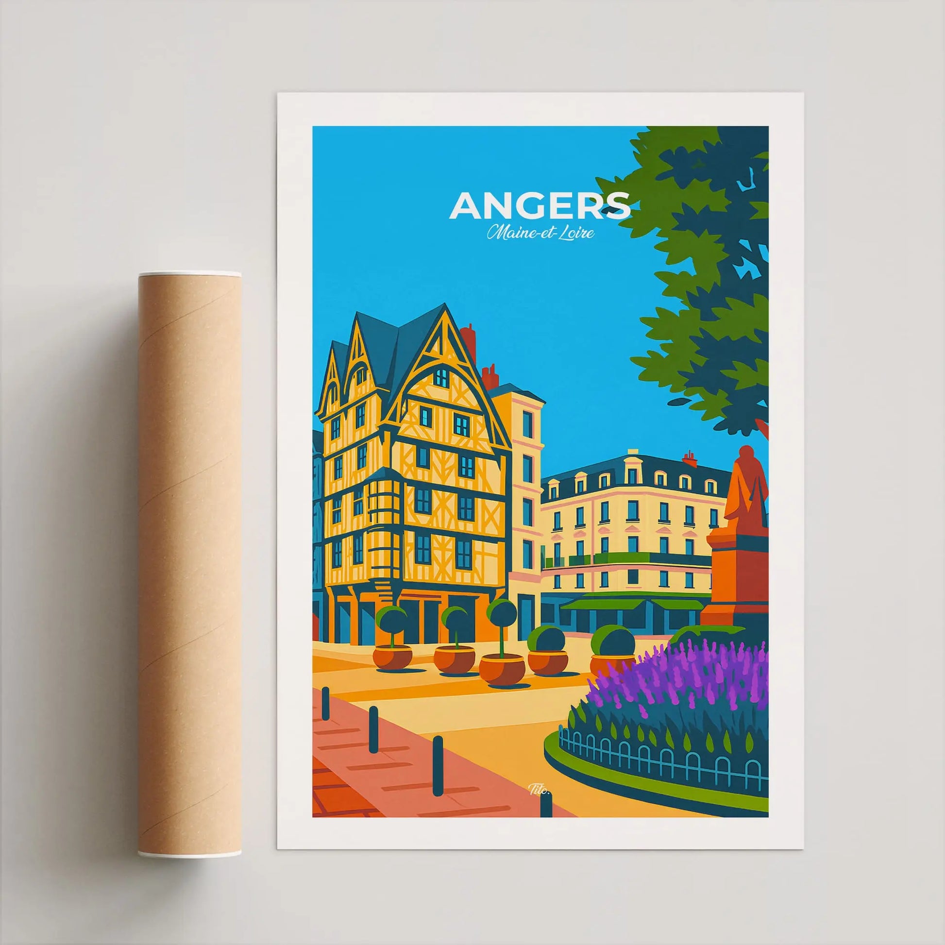 Affiche Angers - Poster vintage, impression artistique murale
