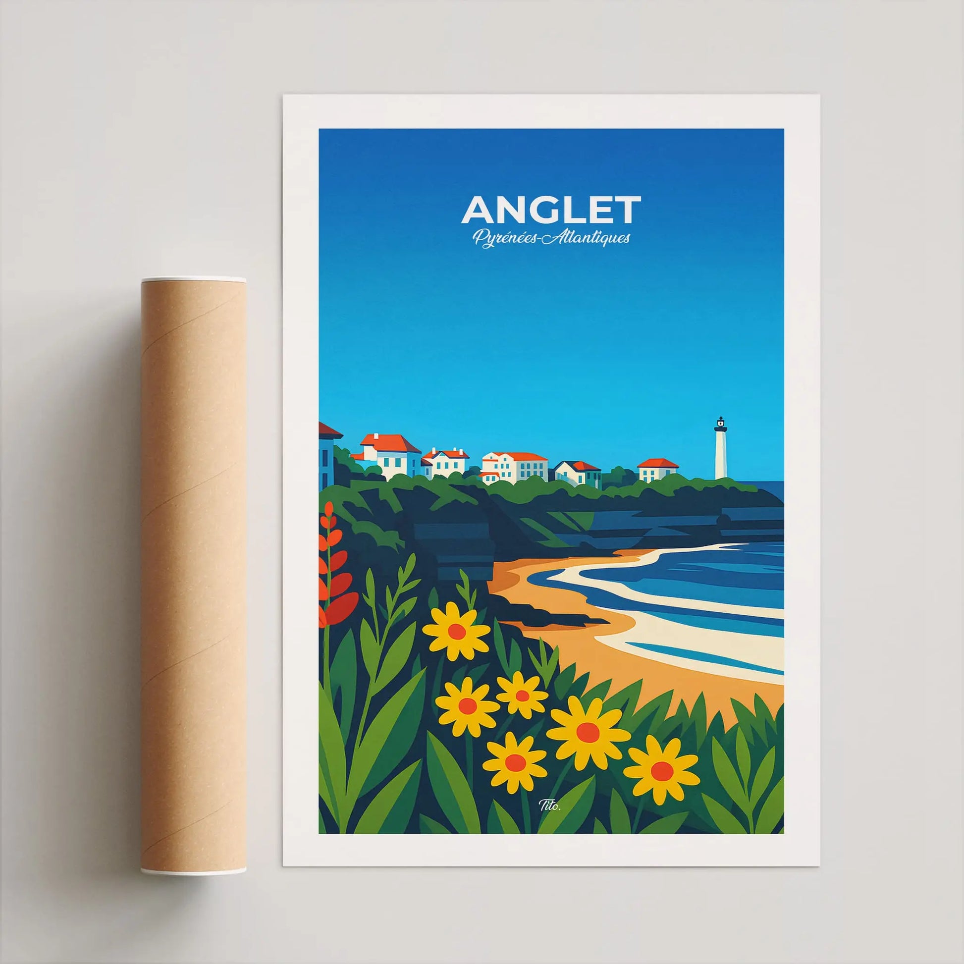 Affiche Anglet - Poster vintage, impression artistique murale