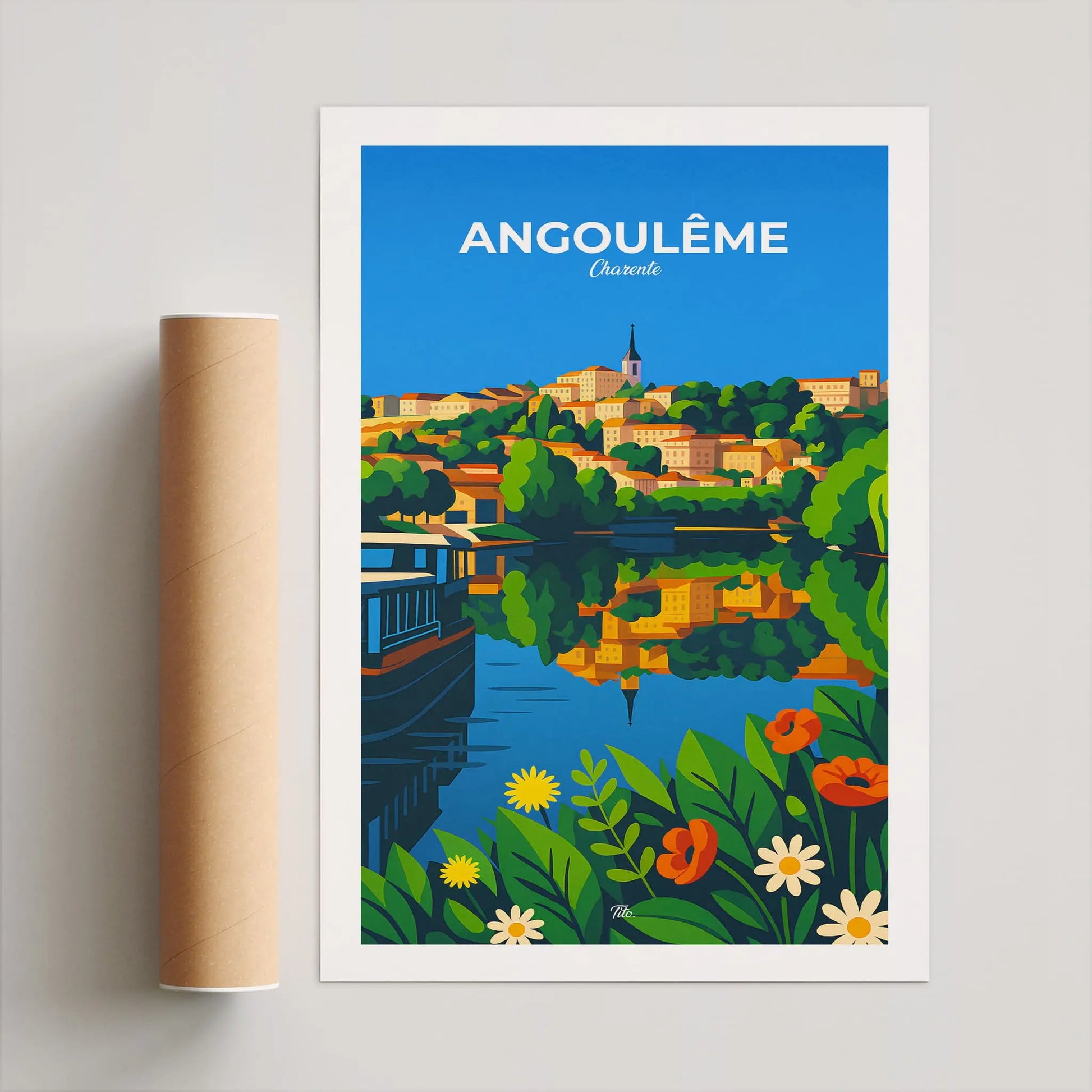 Affiche Angoulême - Poster vintage, impression artistique murale