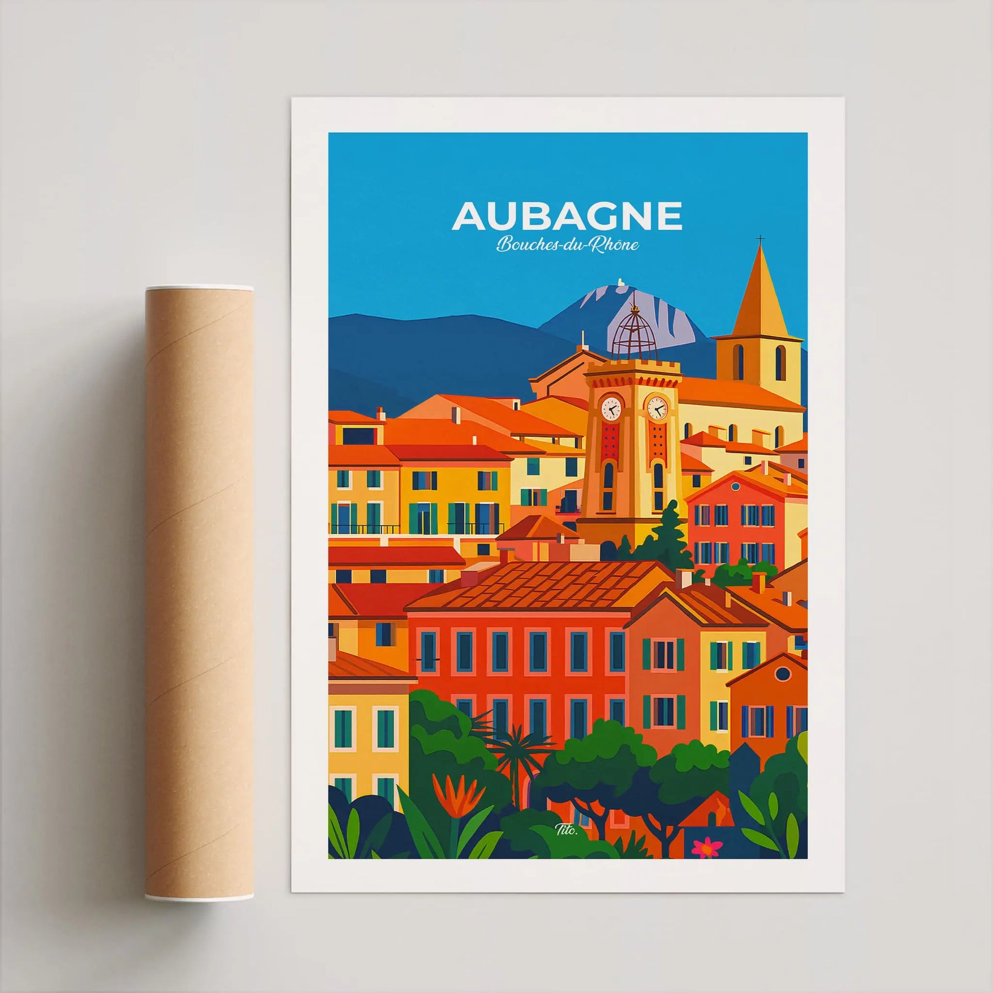 Affiche Aubagne - Poster vintage, impression artistique murale