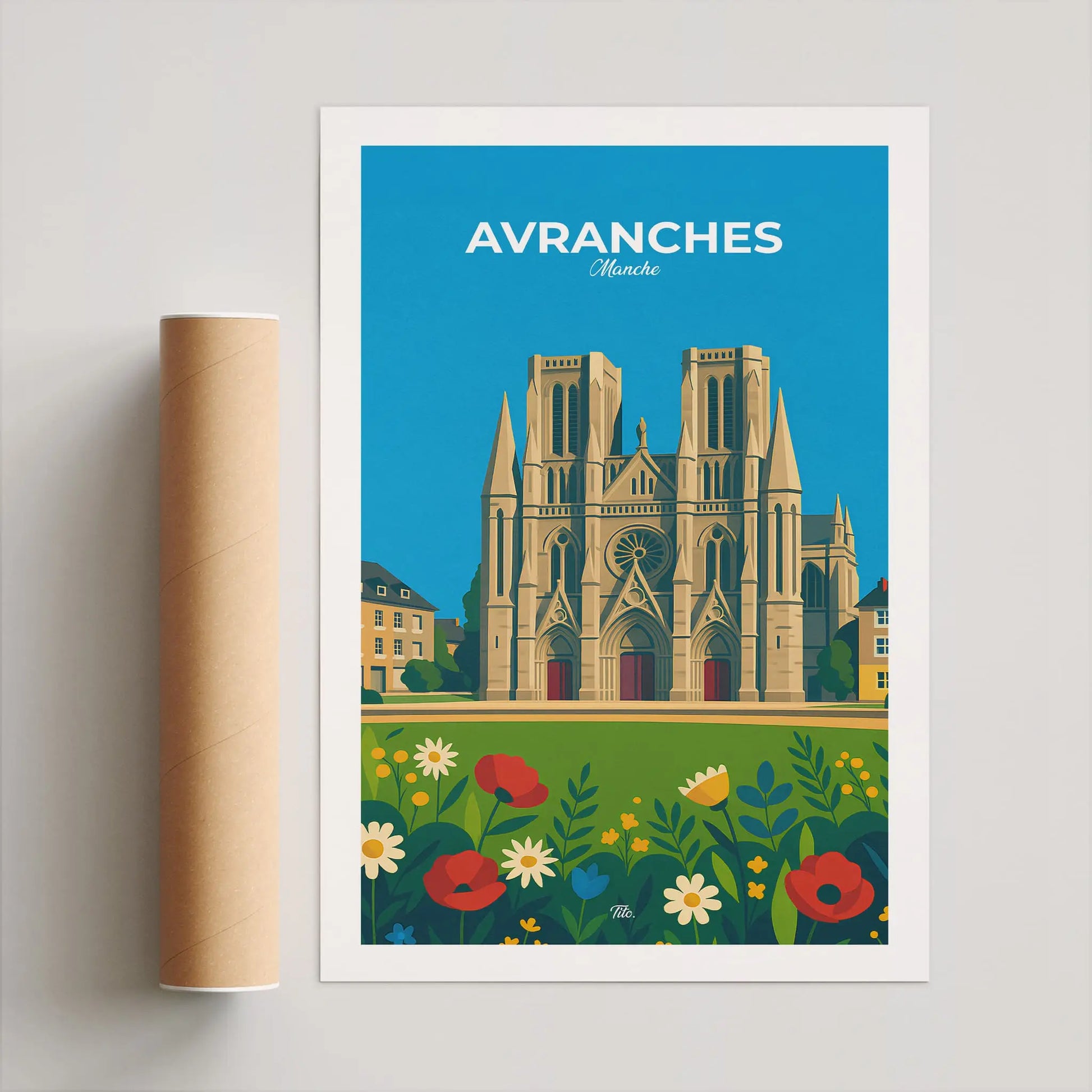 Affiche Avranches - Poster vintage, impression artistique murale