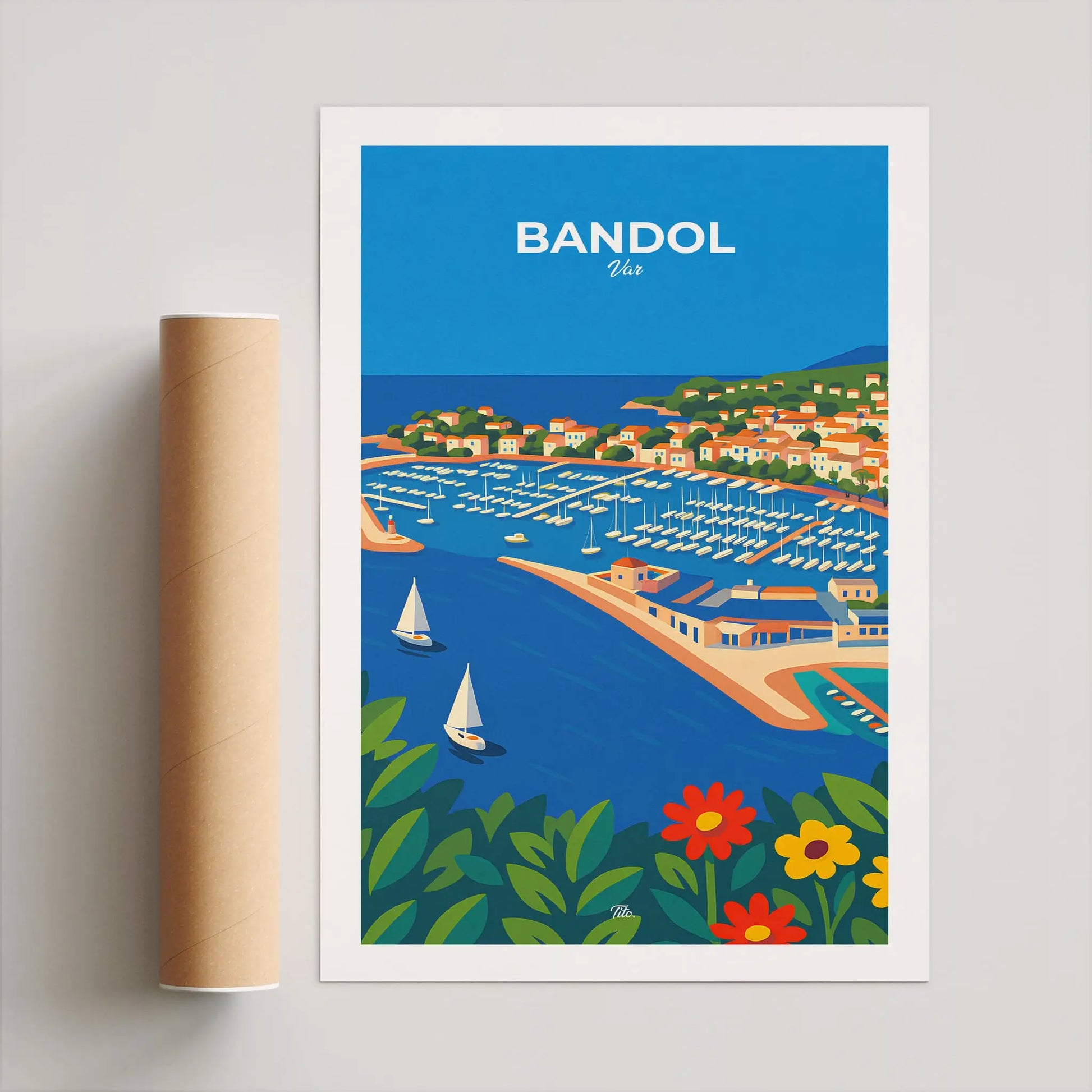 Affiche Bandol - Poster vintage, impression artistique murale