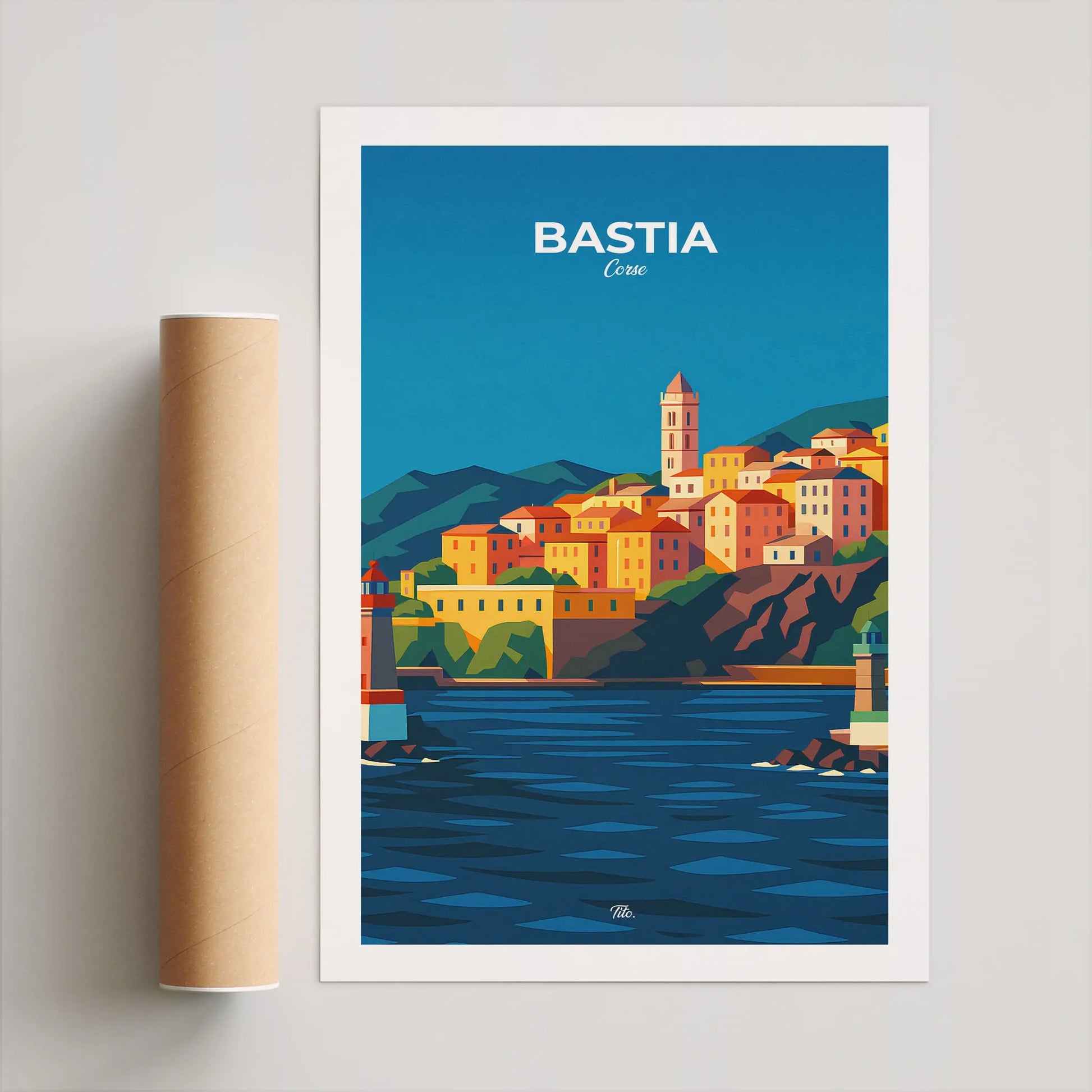 Affiche Bastia - Poster vintage, impression artistique murale