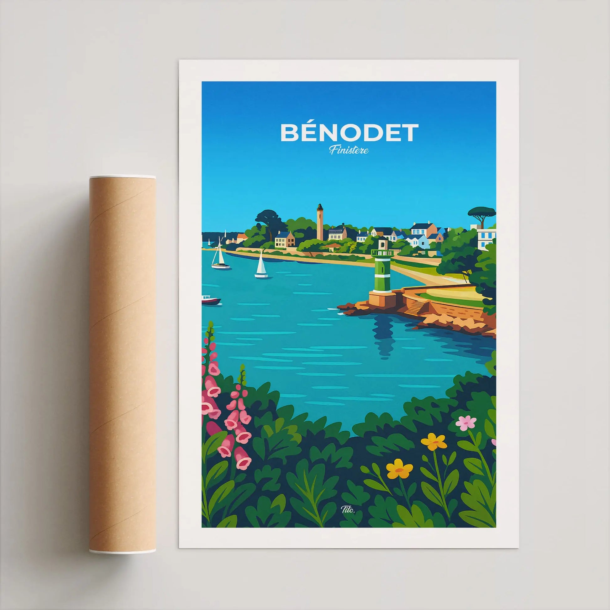 Affiche Bénodet - Poster vintage, impression artistique murale