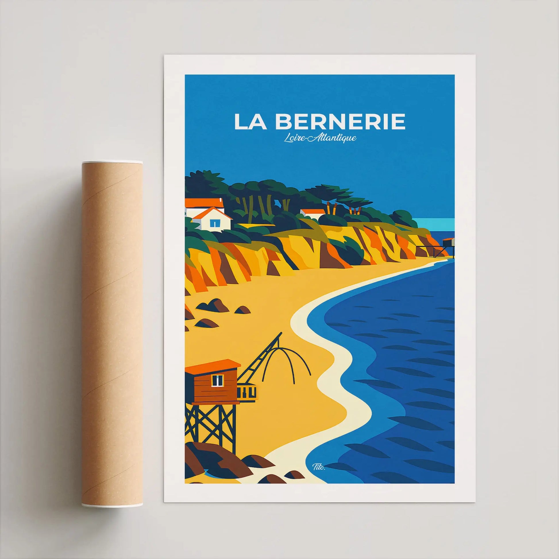 Affiche La Bernerie-en-Retz - Poster vintage, impression artistique murale