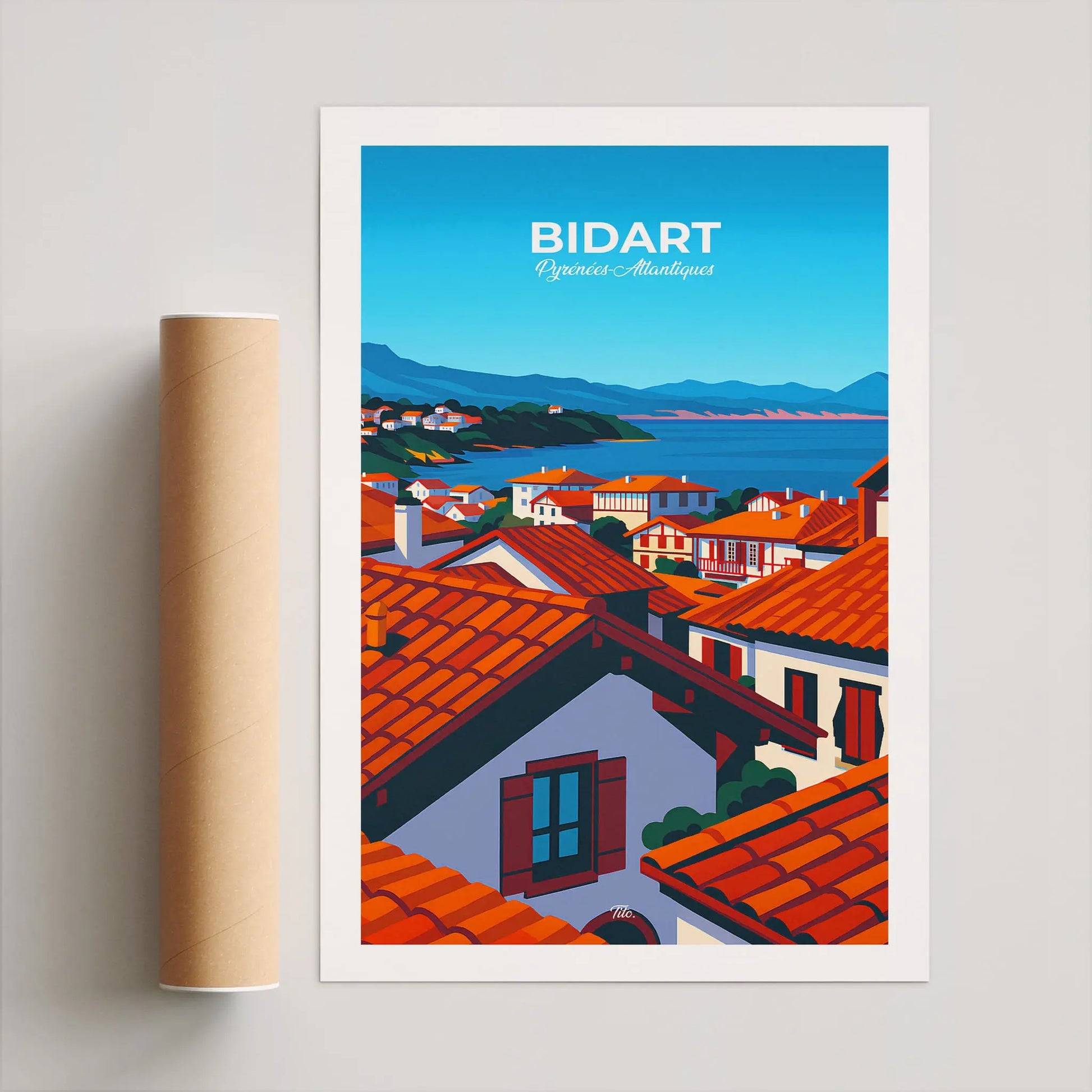Affiche Bidart - Poster vintage, impression artistique murale