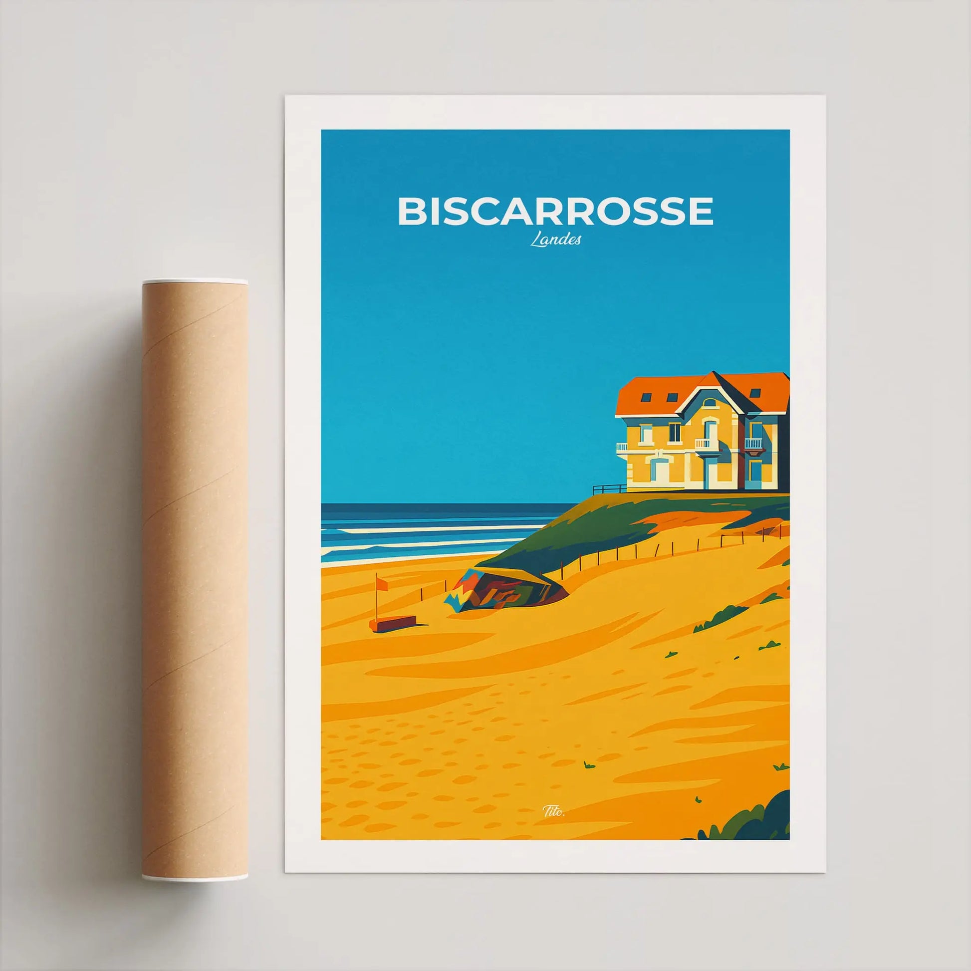 Affiche Biscarrosse - Poster vintage, impression artistique murale