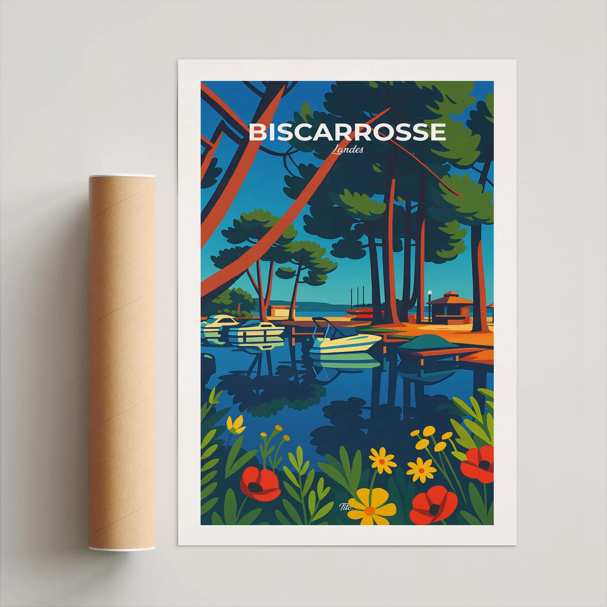 Affiche Biscarrosse - Poster vintage, impression artistique murale