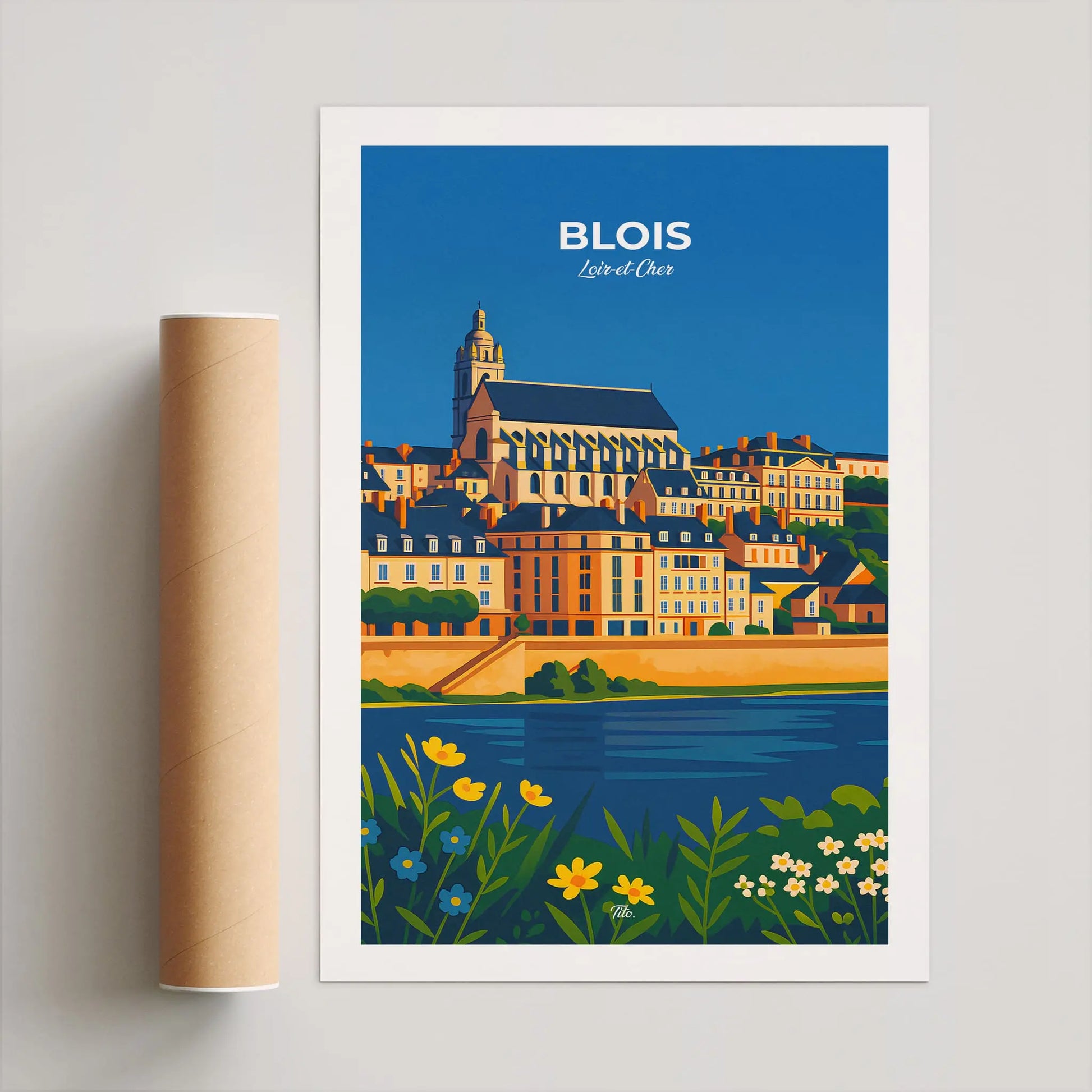 Affiche Blois - Poster vintage, impression artistique murale