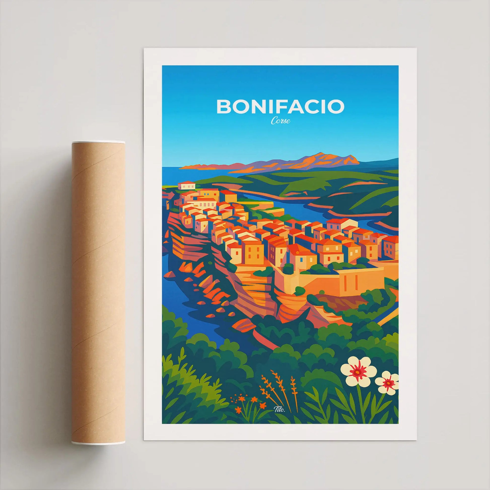 Affiche Bonifacio - Poster vintage, impression artistique murale