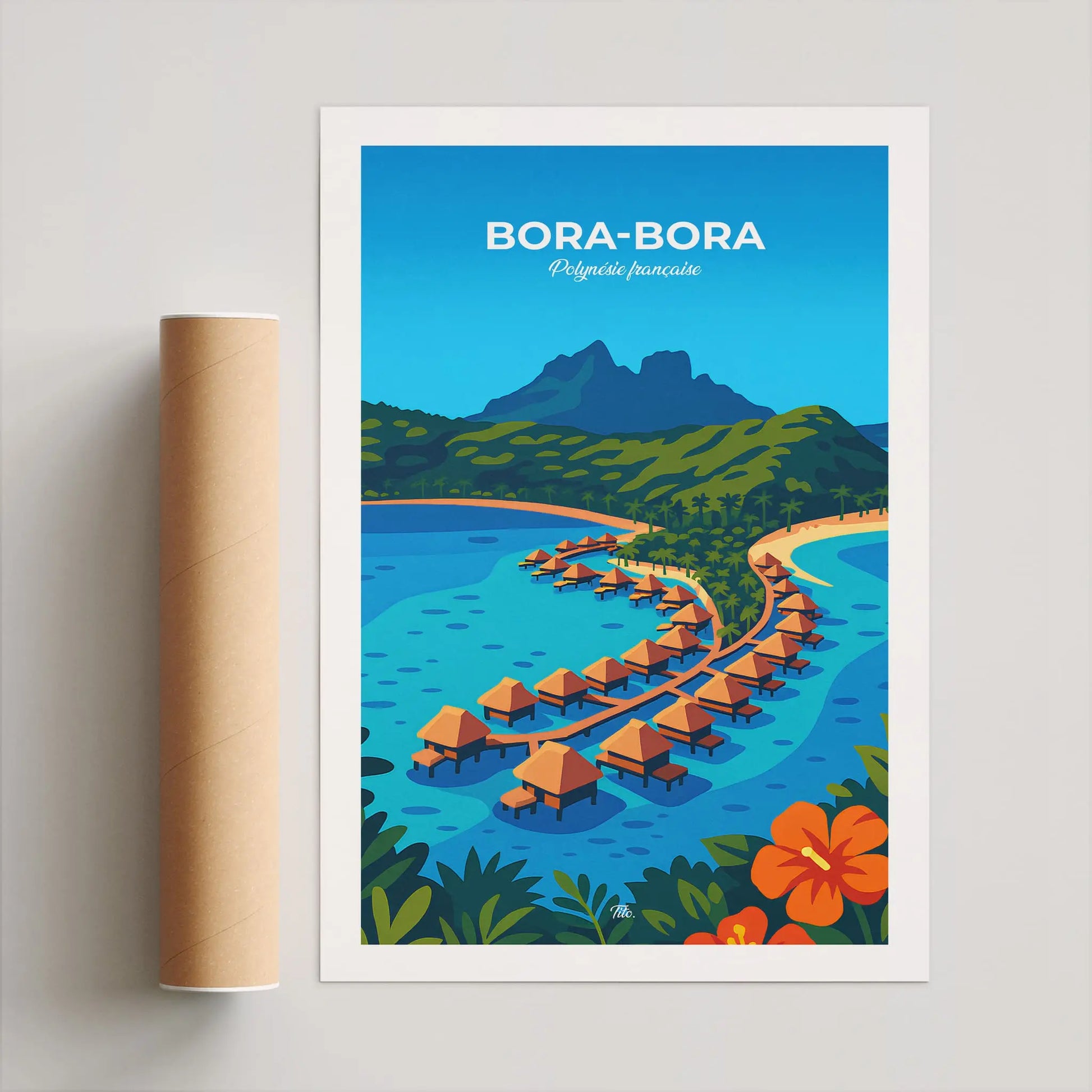 Affiche Bora-Bora - Poster vintage, impression artistique murale