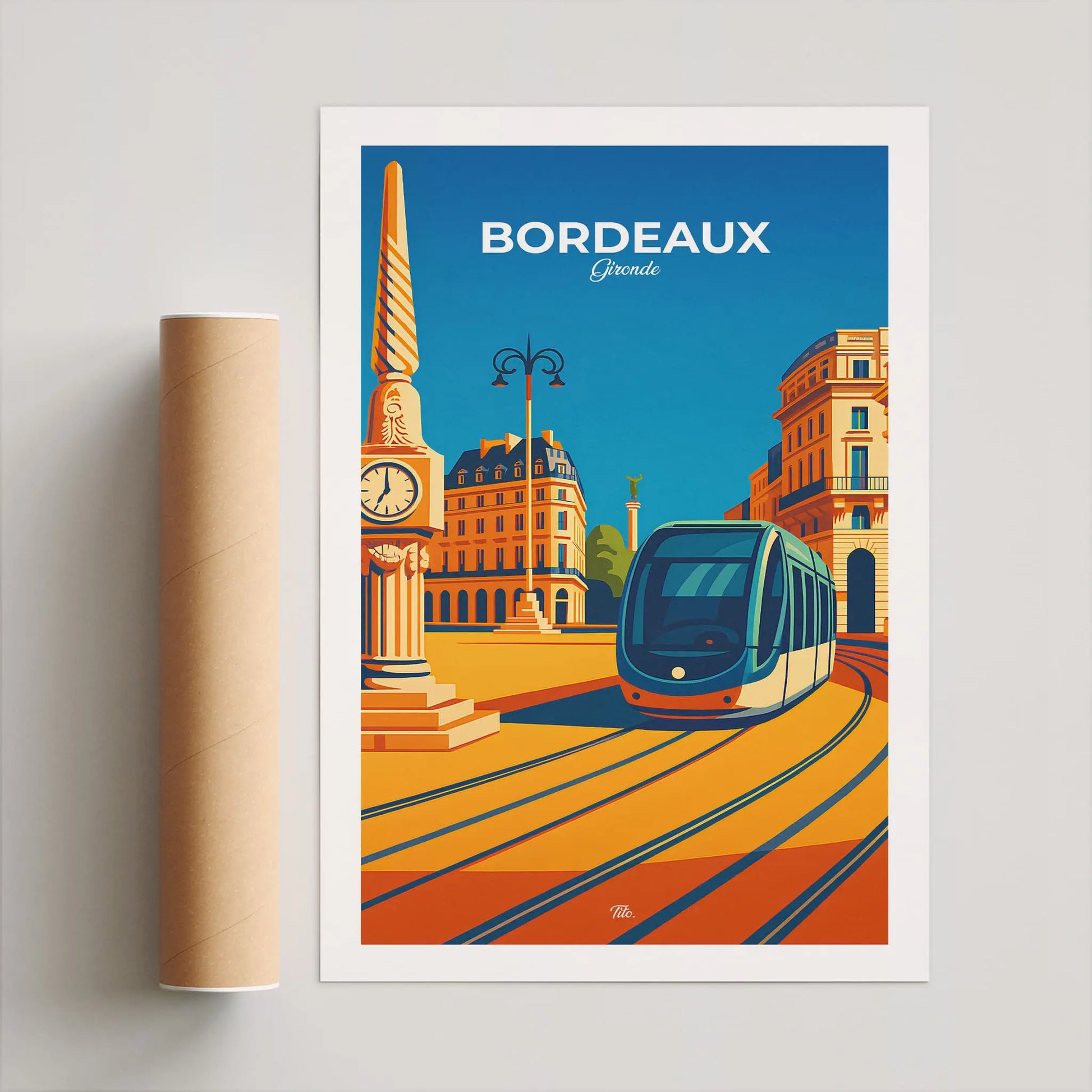 Affiche Bordeaux - Poster vintage, impression artistique murale