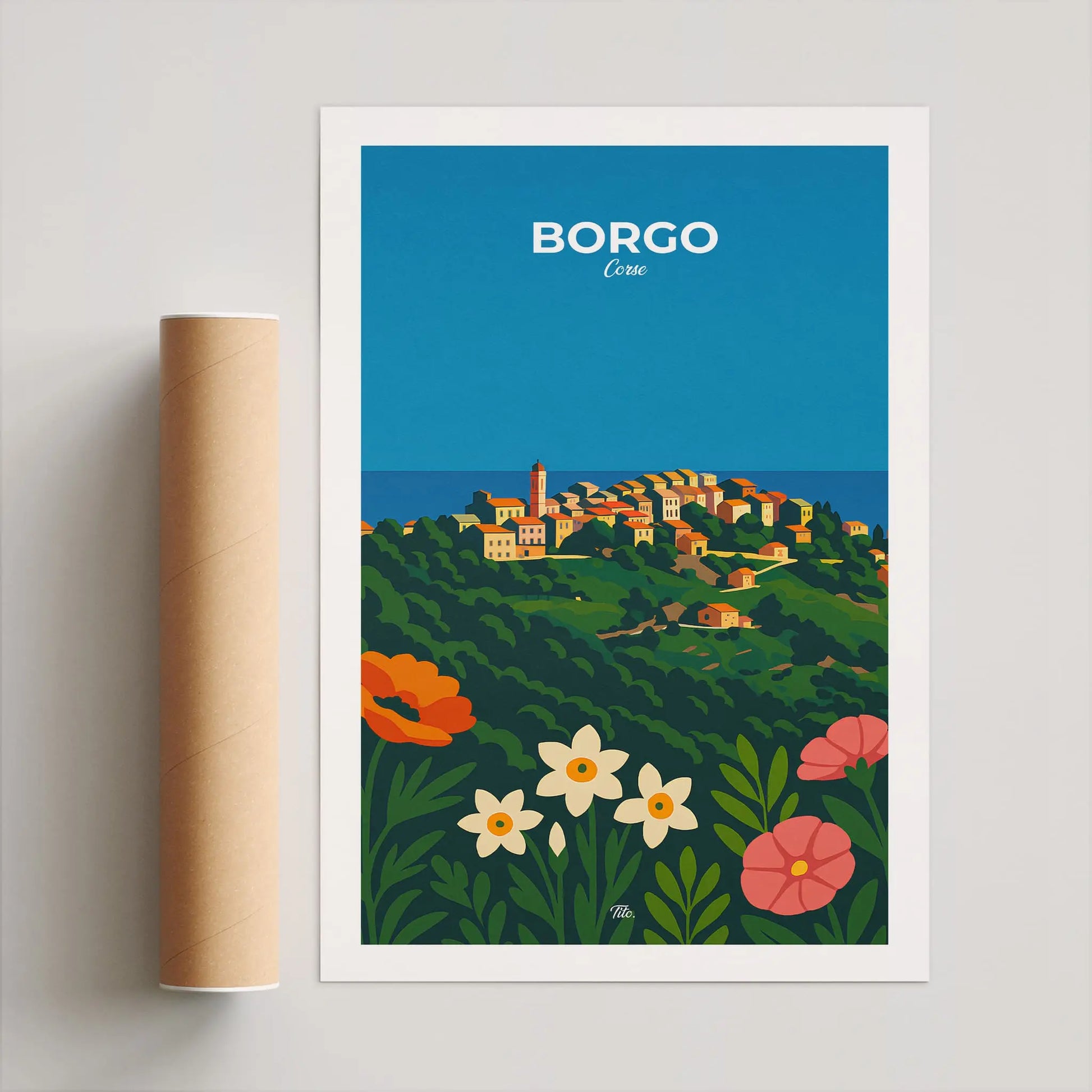 Affiche Borgo - Poster vintage, impression artistique murale