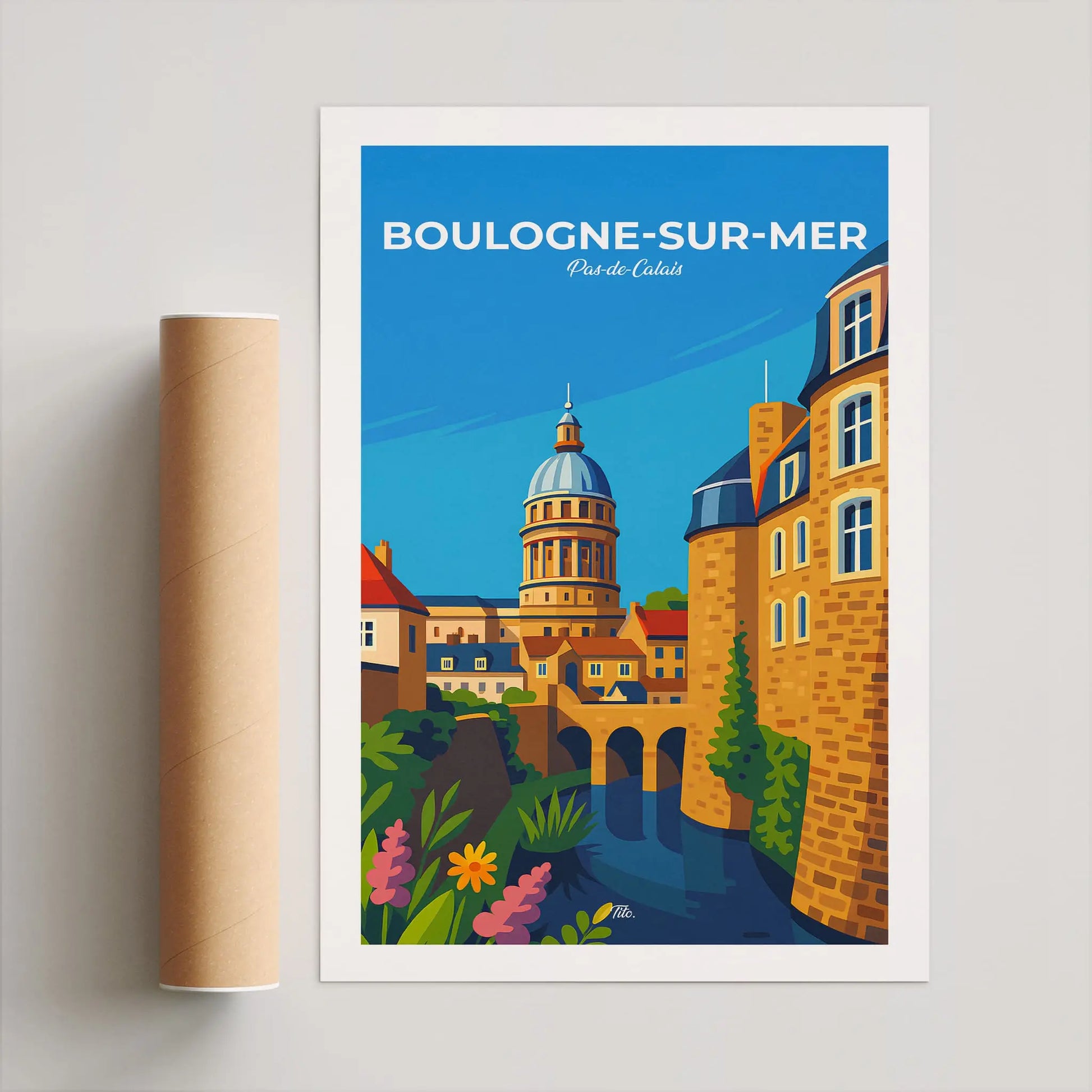 Affiche Boulogne-sur-Mer - Poster vintage, impression artistique murale
