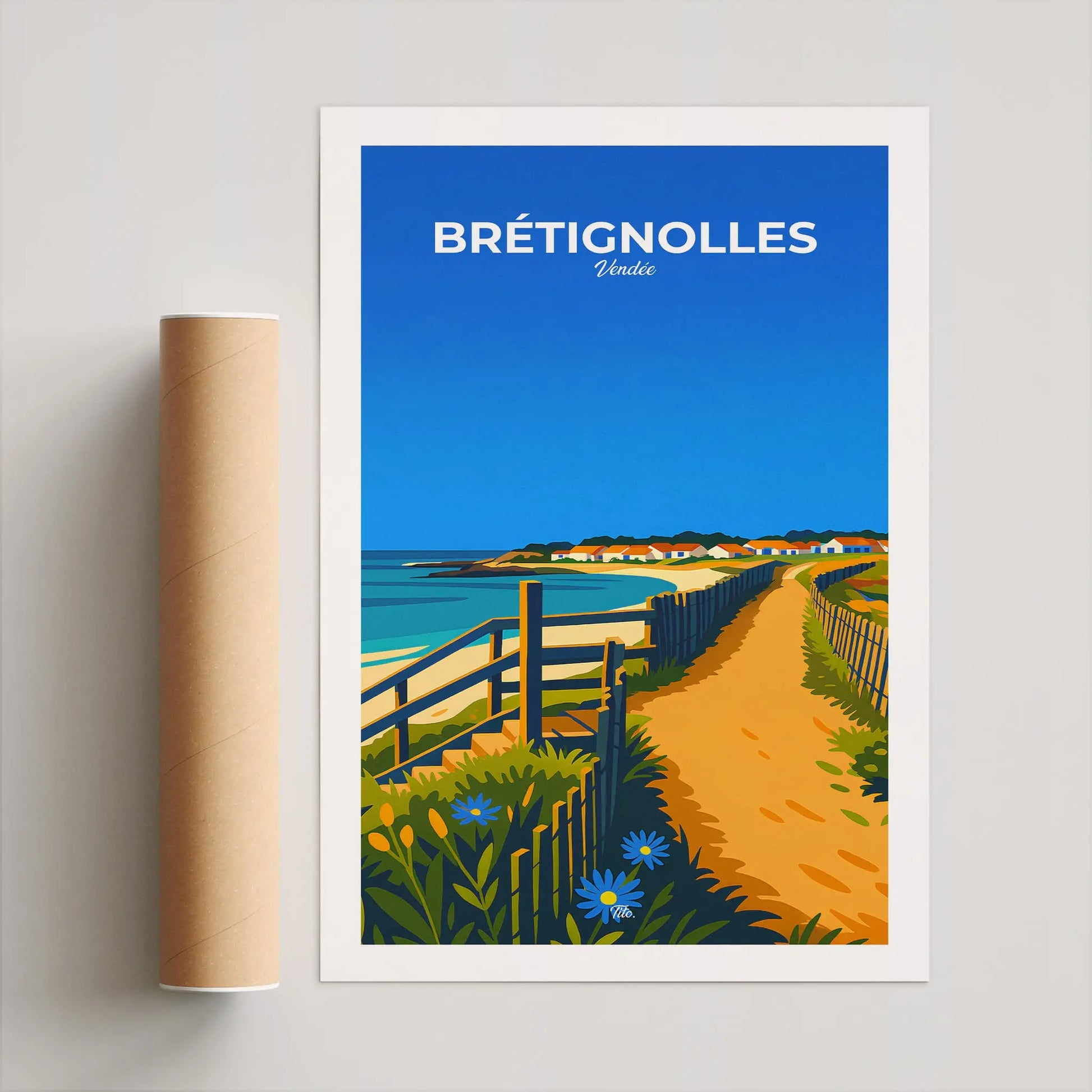 Affiche Brétignolles-sur-Mer - Poster vintage, impression artistique murale