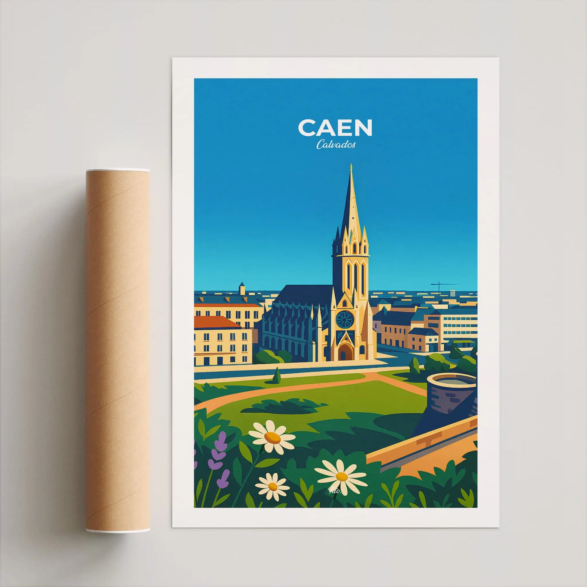 Affiche Caen - Poster vintage, impression artistique murale