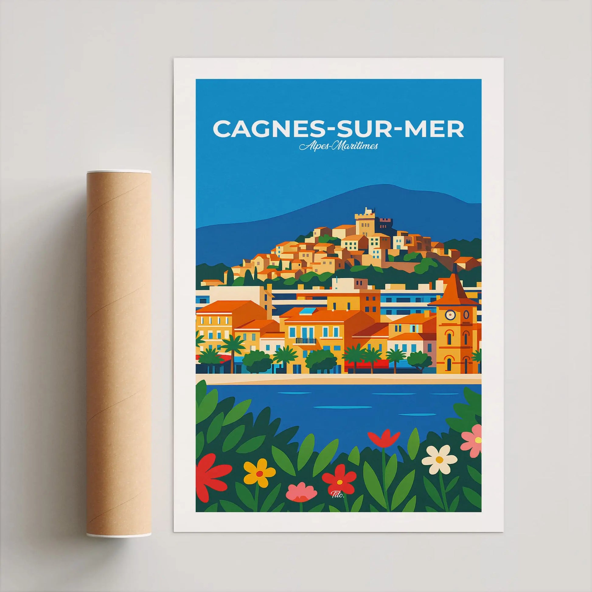 Affiche Cagnes-sur-Mer - Poster vintage, impression artistique murale