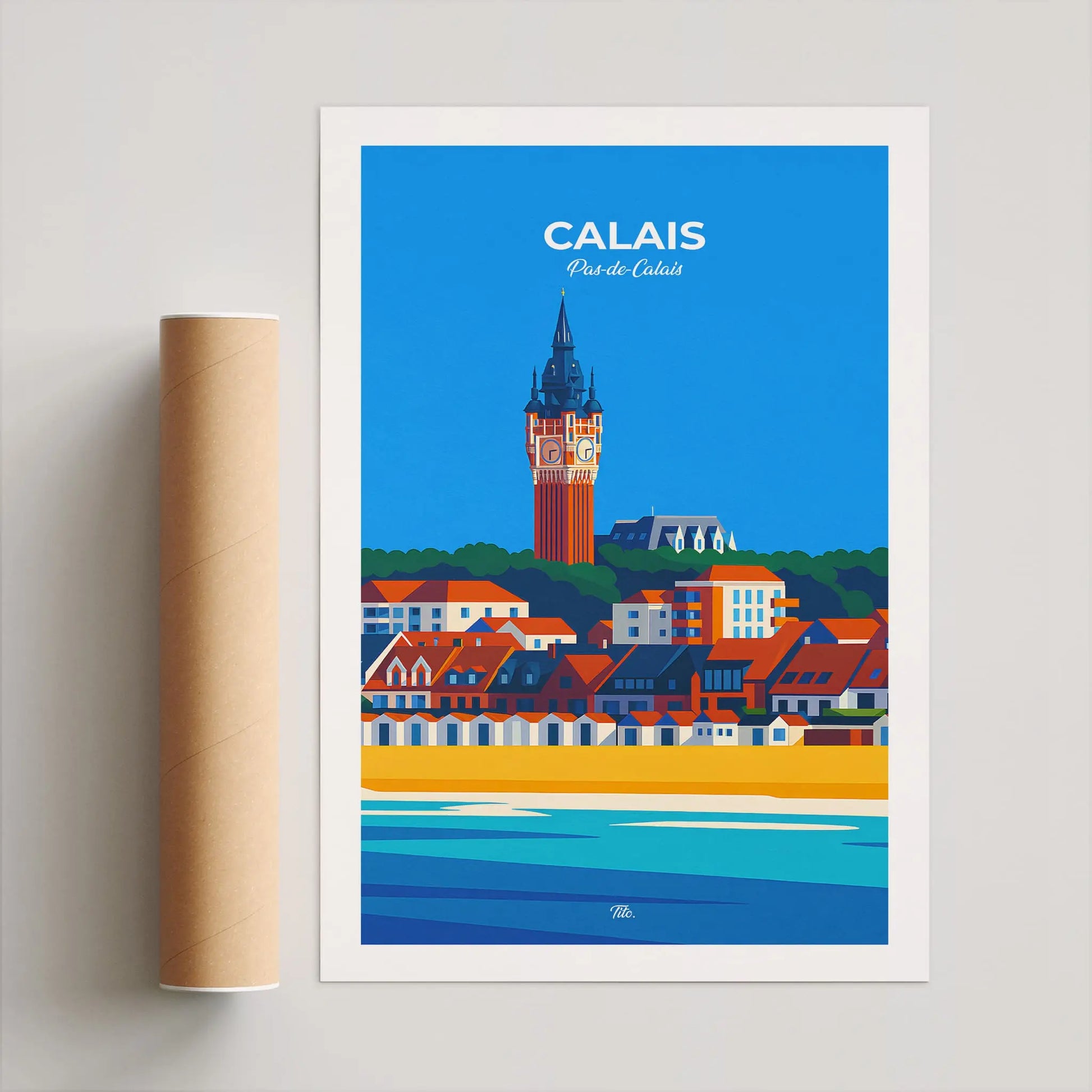 Affiche Calais - Poster vintage, impression artistique murale