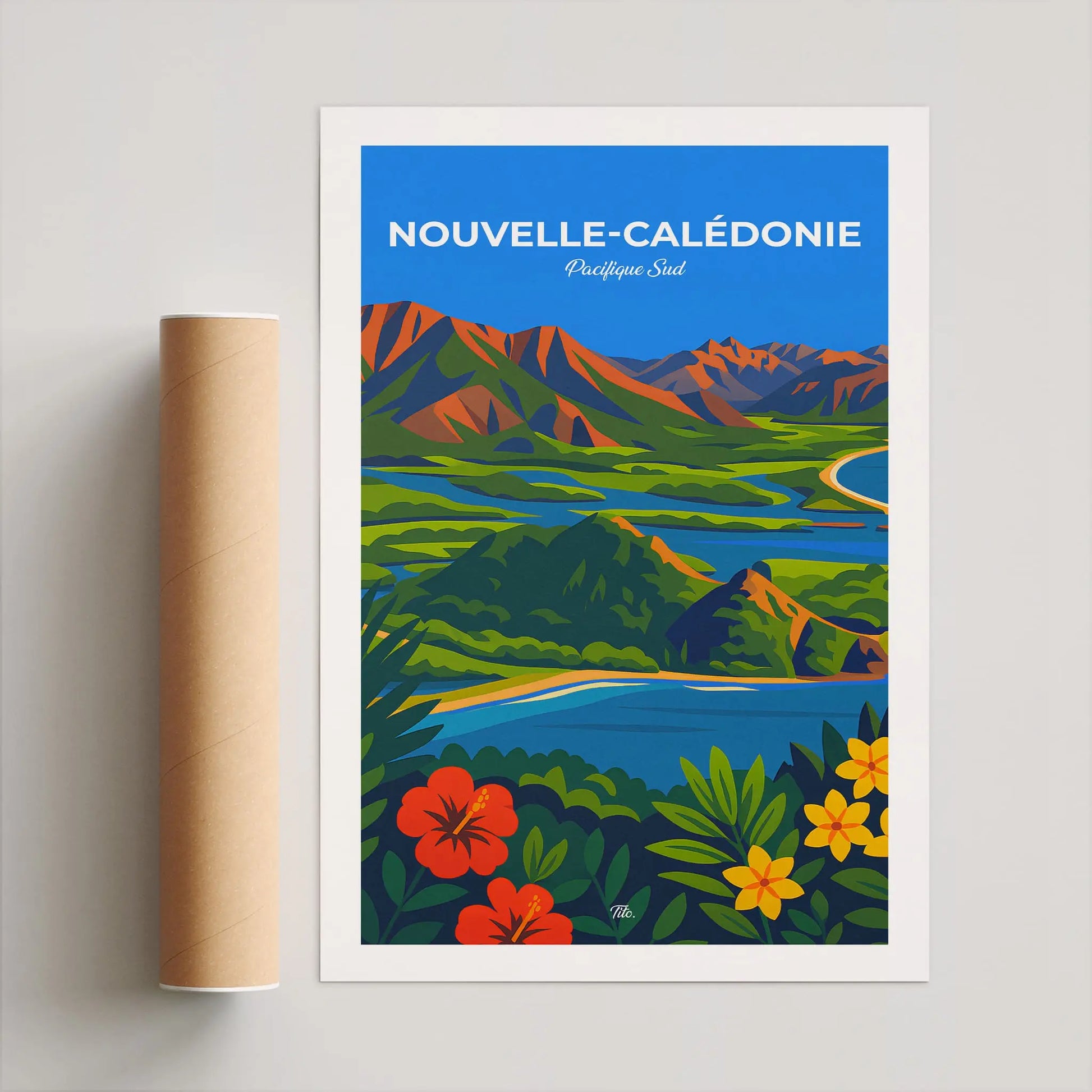 Affiche Nouvelle-Calédonie - Poster vintage, impression artistique murale