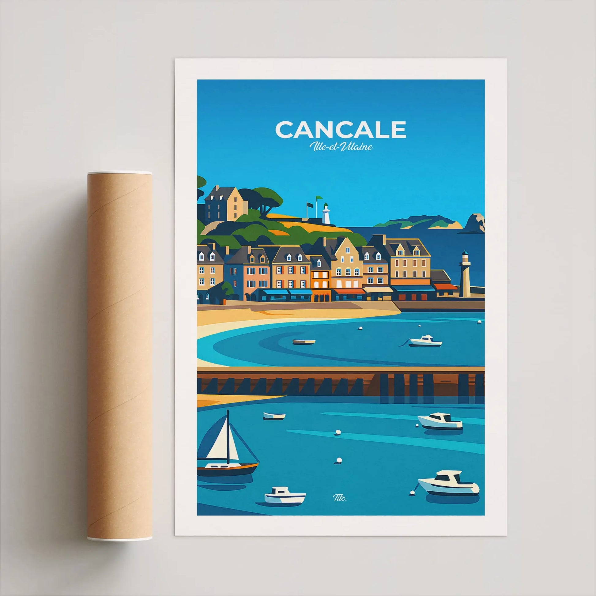 Affiche Cancale - Poster vintage, impression artistique murale