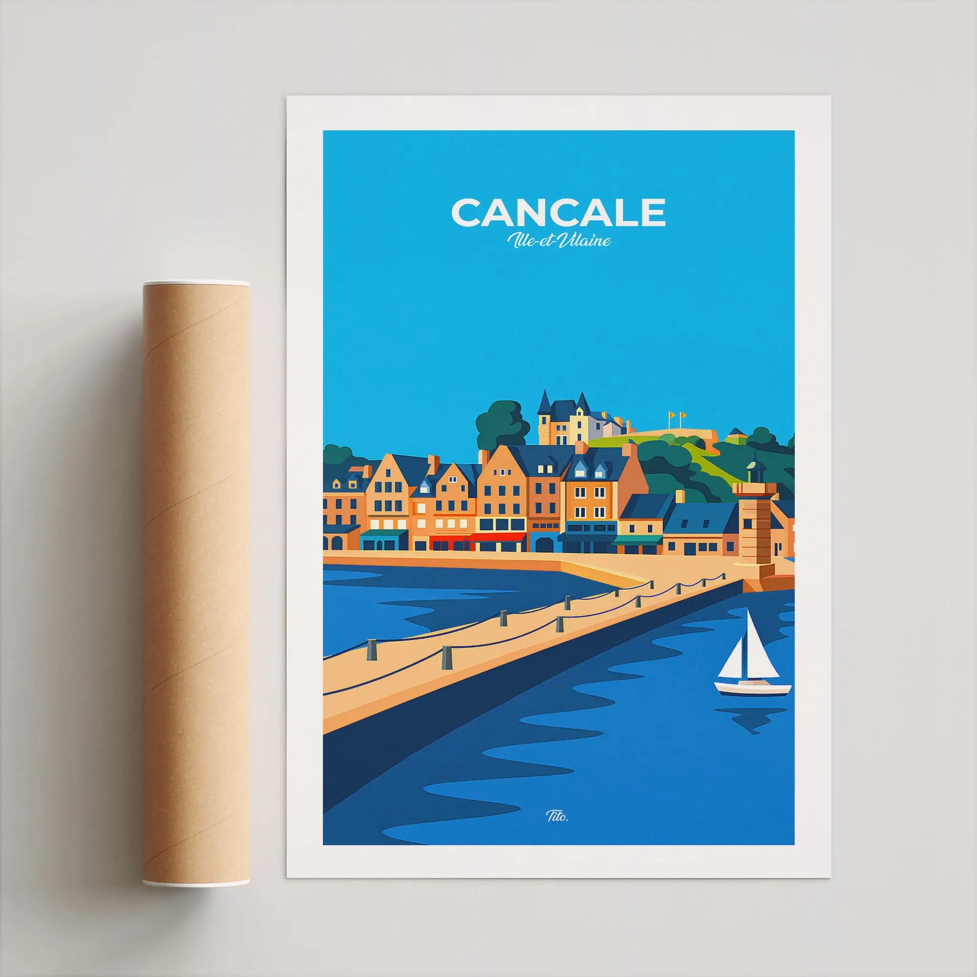 Affiche Cancale - Poster vintage, impression artistique murale