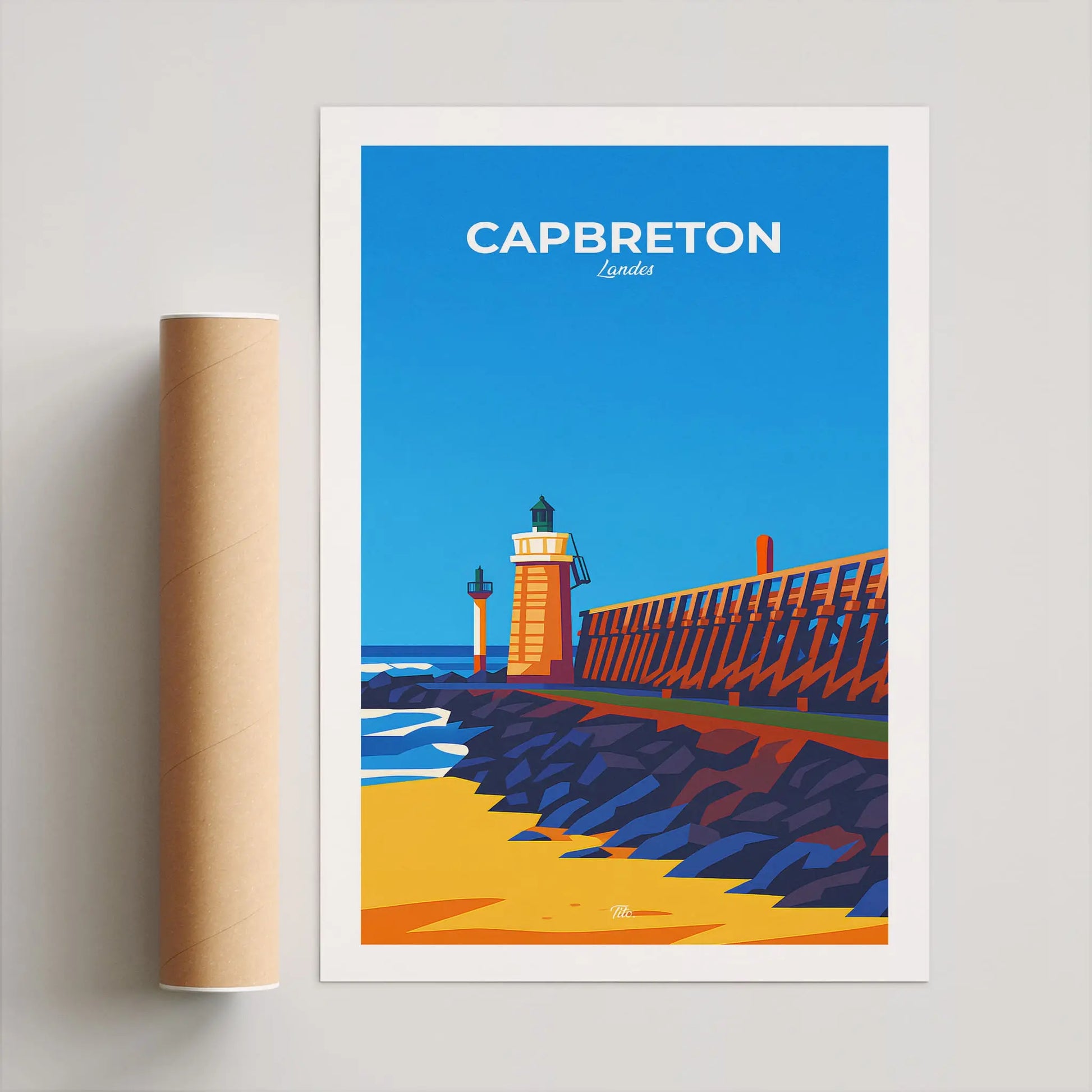 Affiche Capbreton - Poster vintage, impression artistique murale